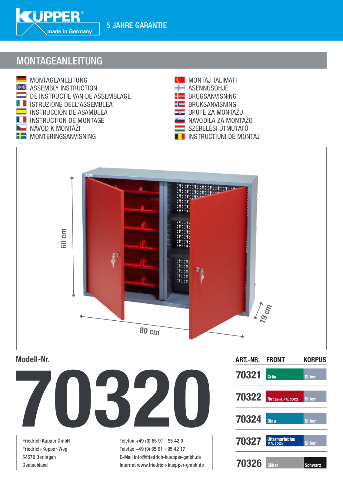 Küpper 70327, 70320, 70321, 70322, 70324 User guide