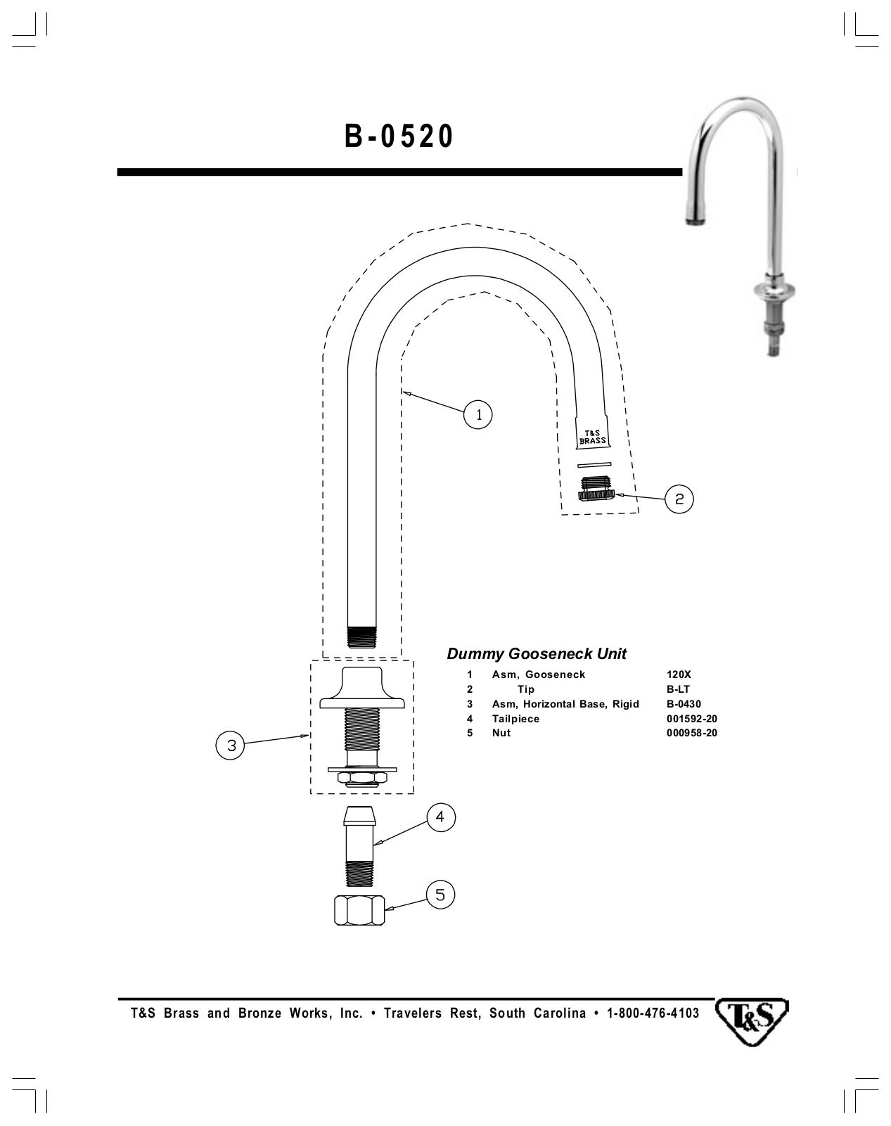 T & S Brass & Bronze Works B-0520 Part Manual