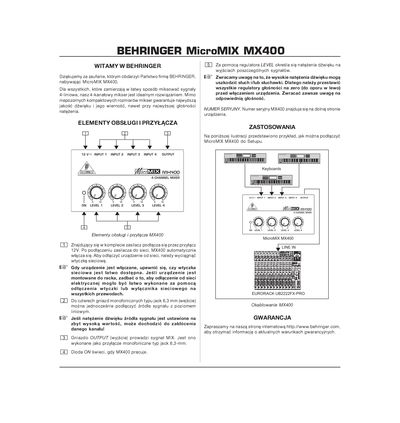 Behringer MX400 User Manual