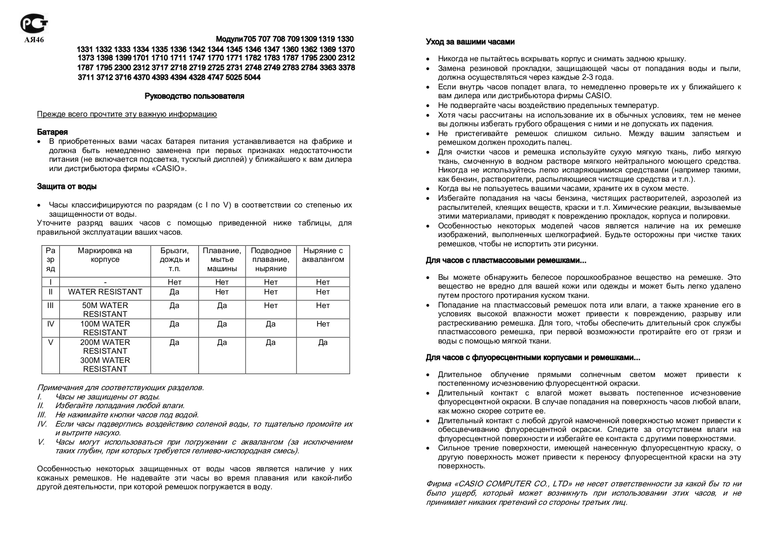 Casio EF-128 User manual