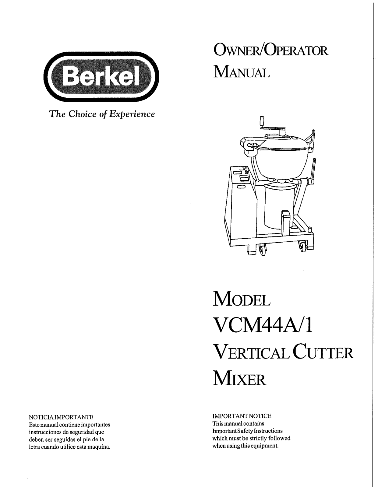 Berkel VCM44A1 Operator’s Manual