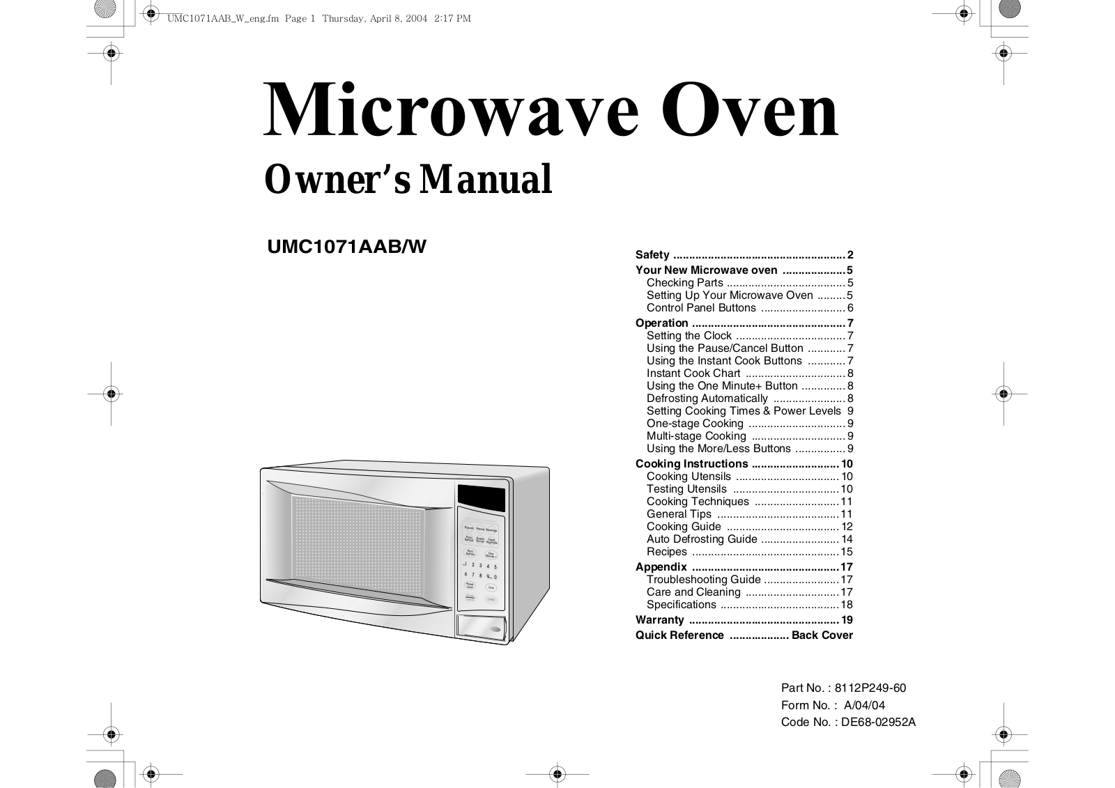 Maytag UMC1071AAB-W User Manual