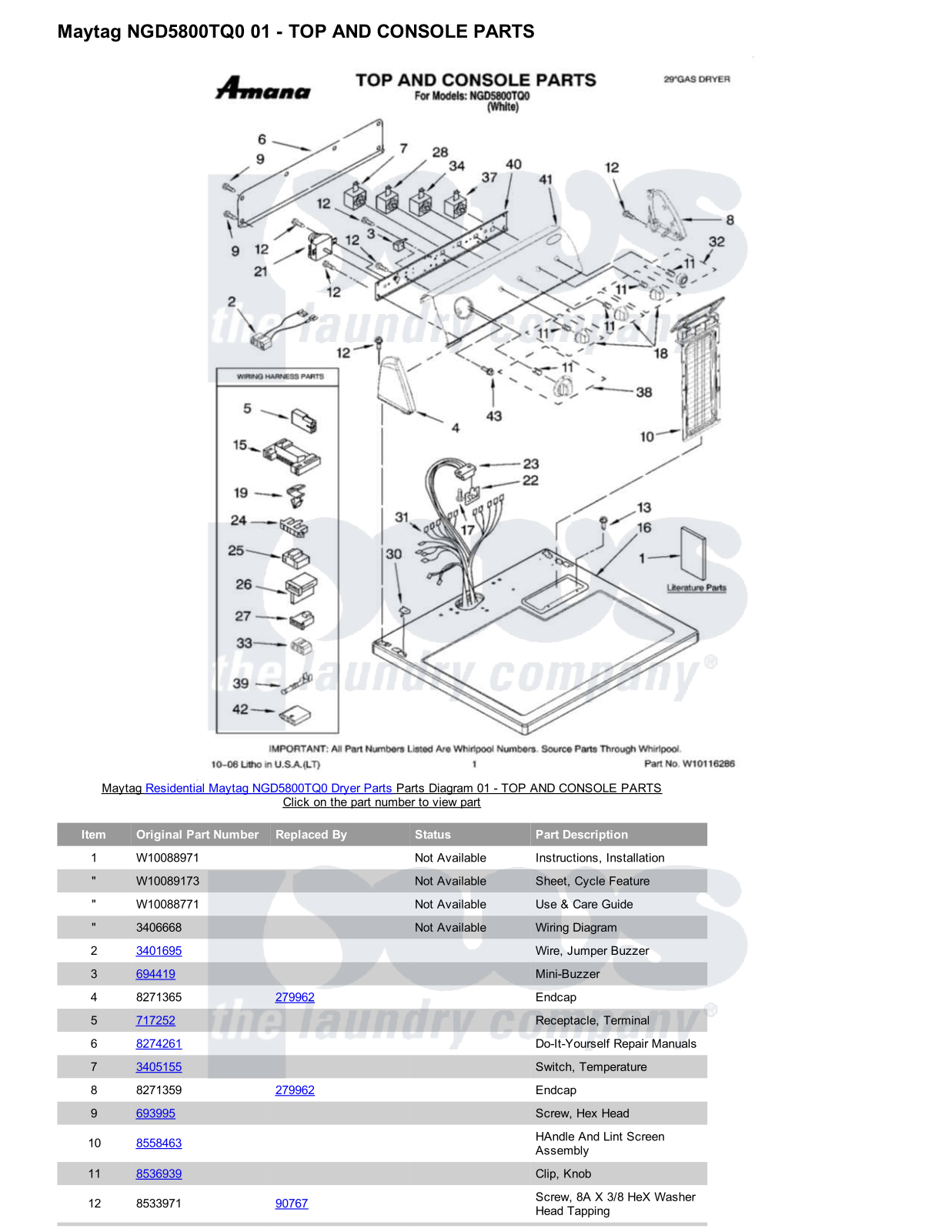 Maytag NGD5800TQ0 Parts Diagram