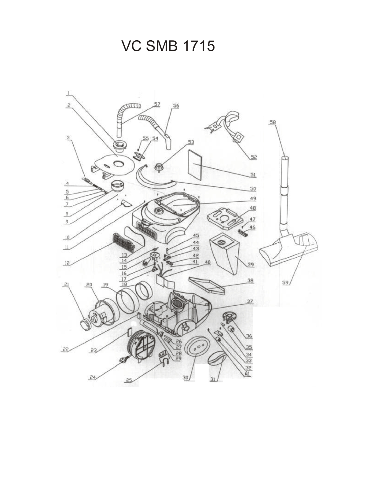 BORK VC SMB 1715 Spare Parts List