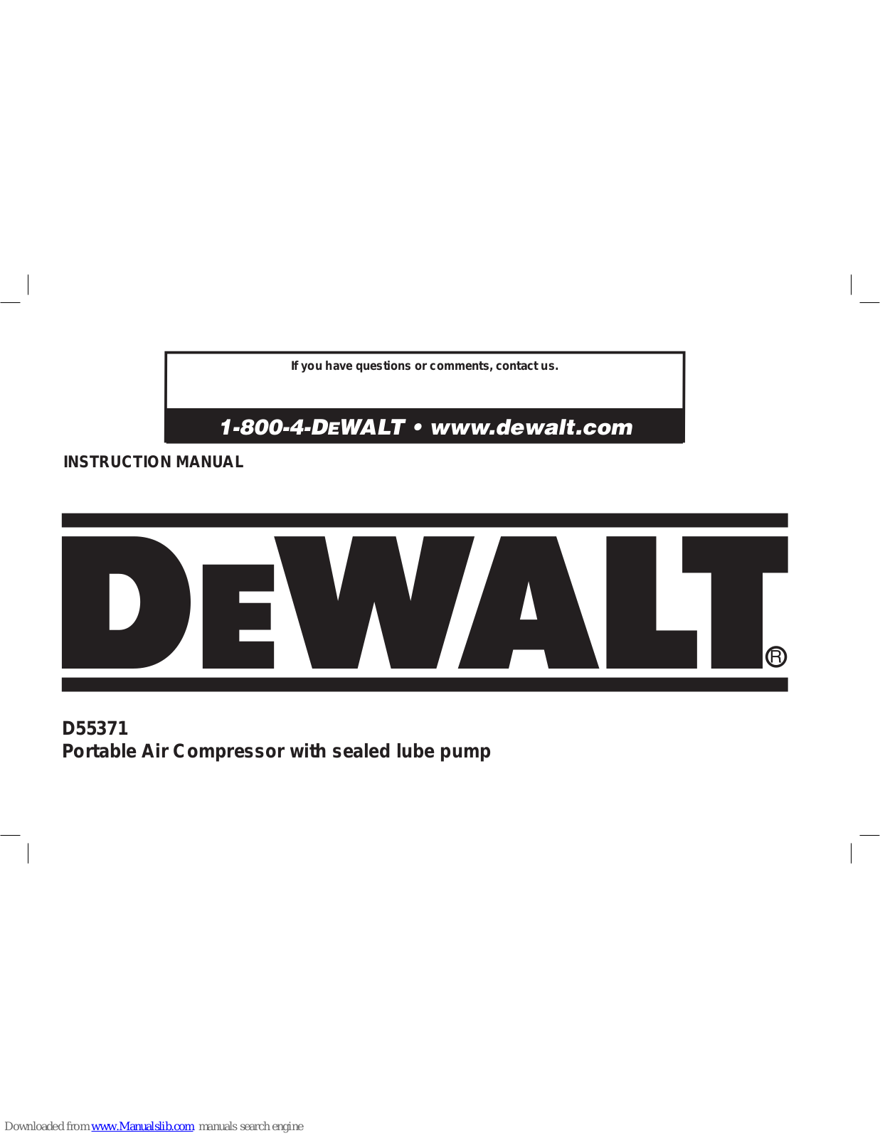 DeWalt D55371 Instruction Manual