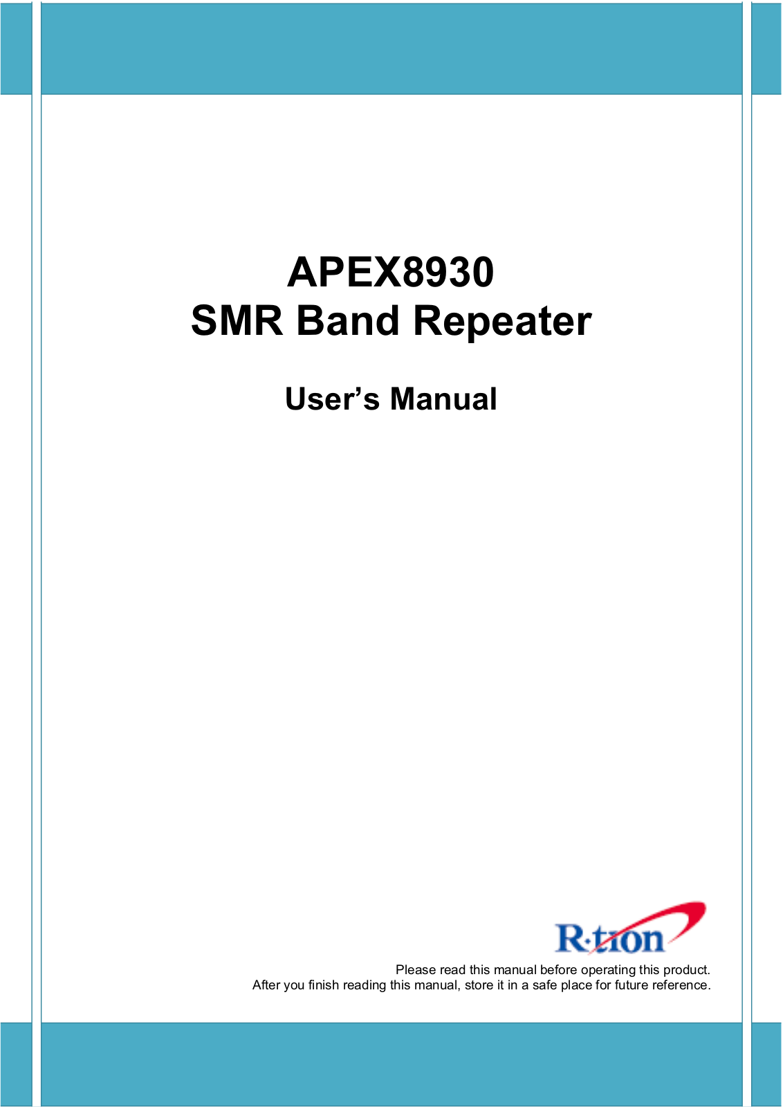 R tron APEX8930 Users Manual