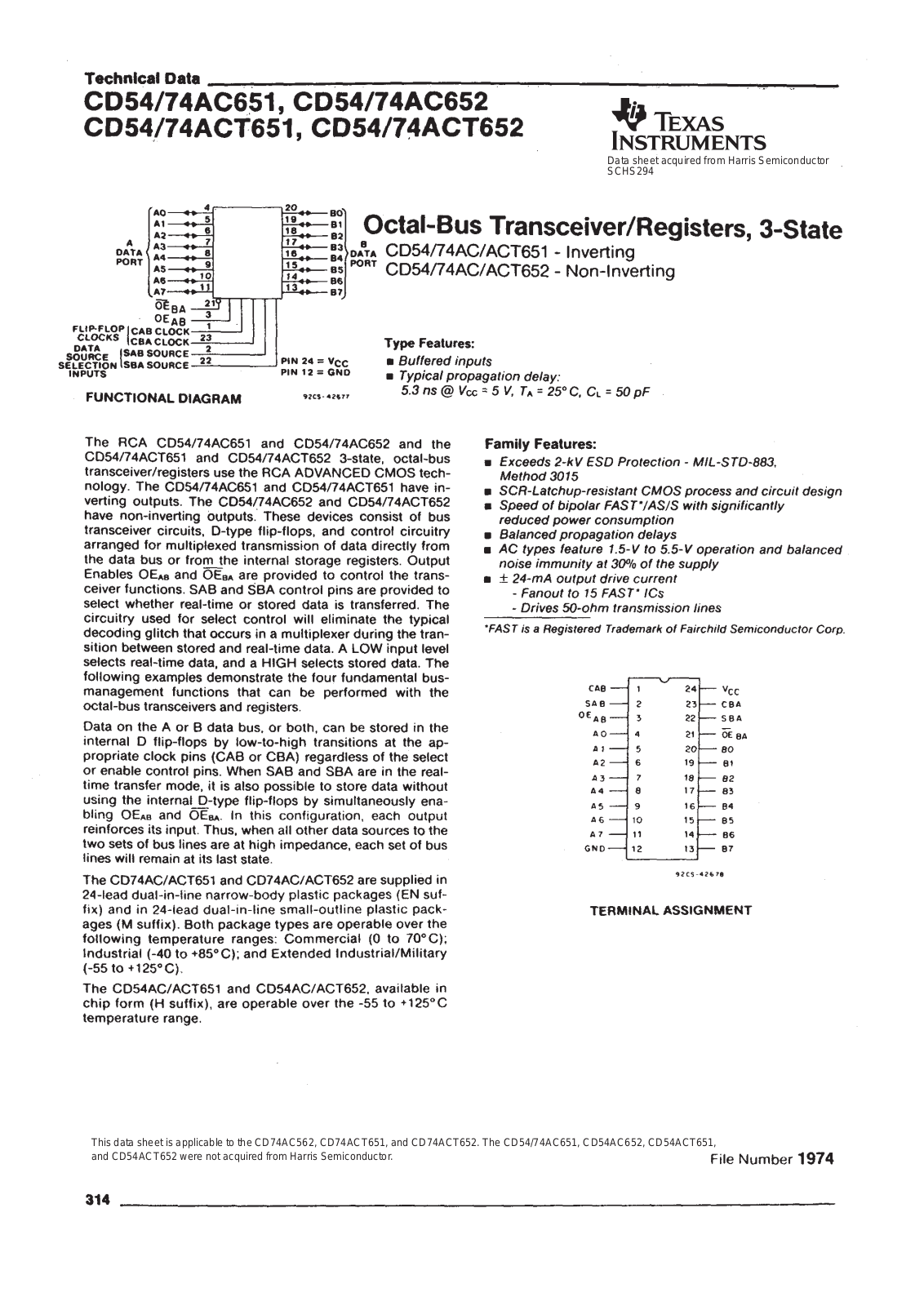 Datasheet CD74ACT652M96, CD74ACT652M, CD74ACT652EN, CD74ACT651M96, CD74AC652M96 Datasheet (Texas Instruments) - ManualMachine.com