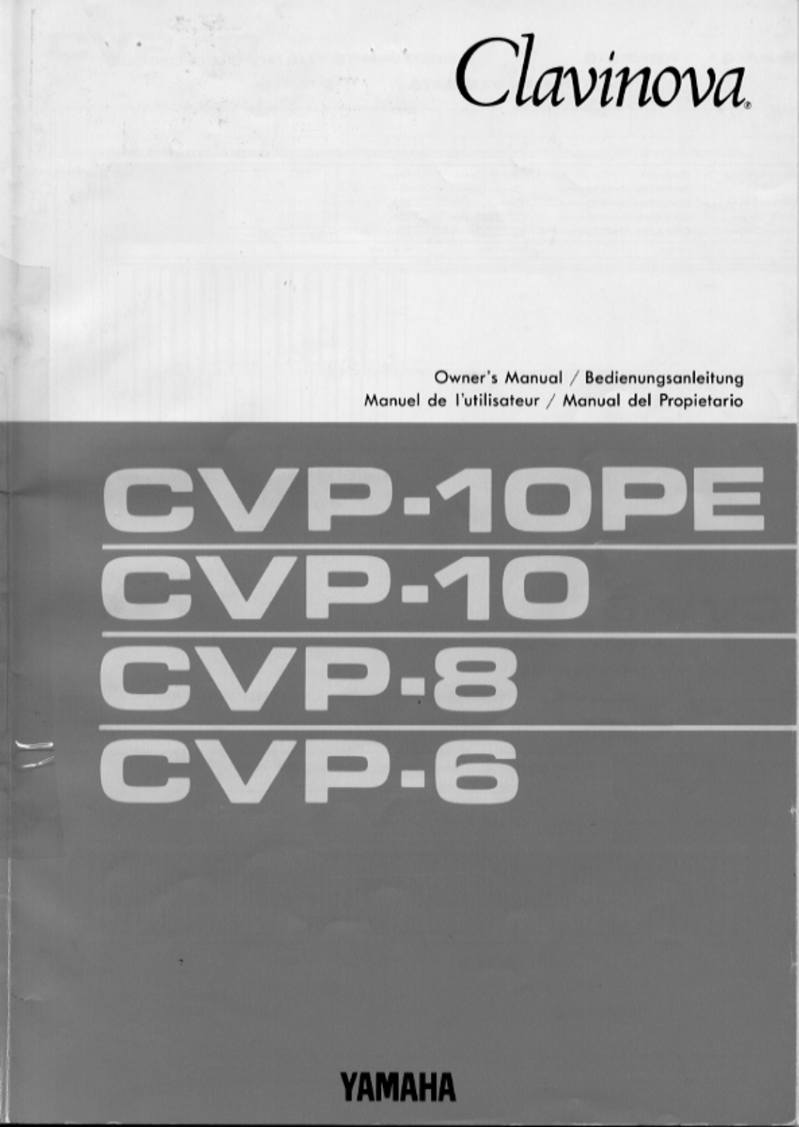 Yamaha CVP-6, CVP-8, CVP-10, CVP-10PE Owner's Manual