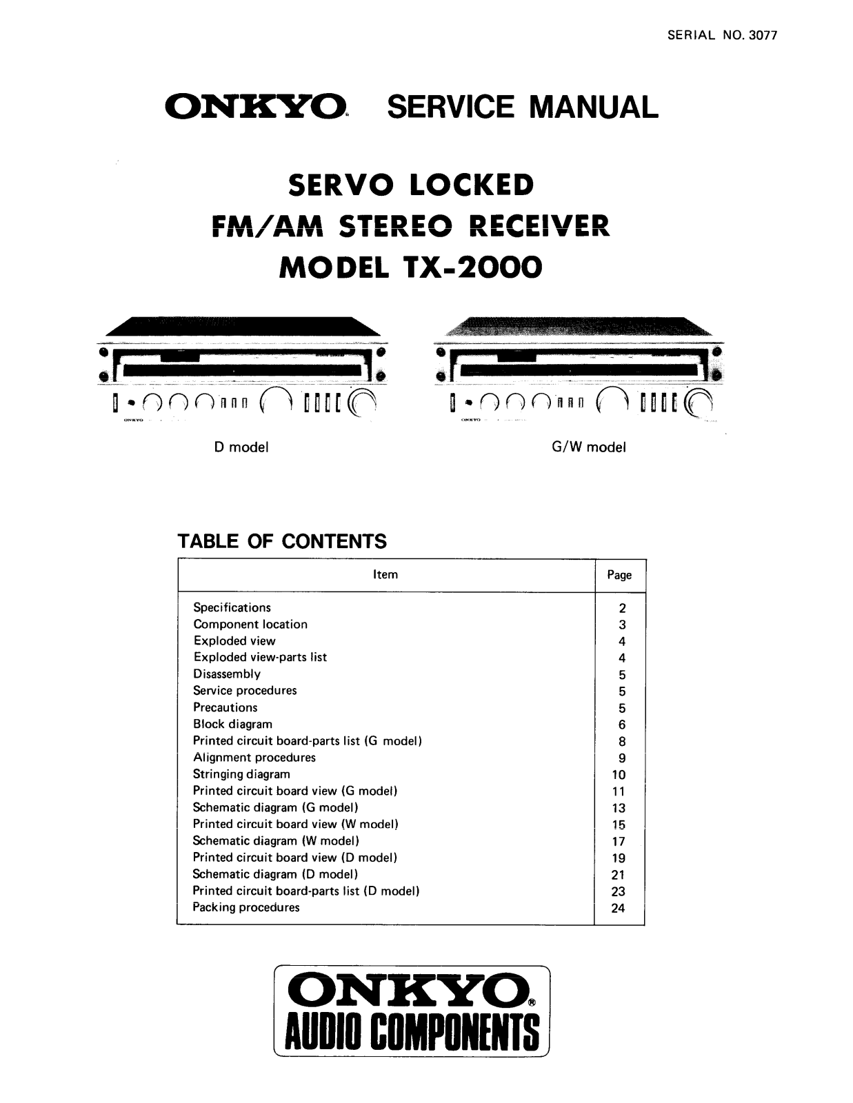 Onkyo TX-2000 Service manual