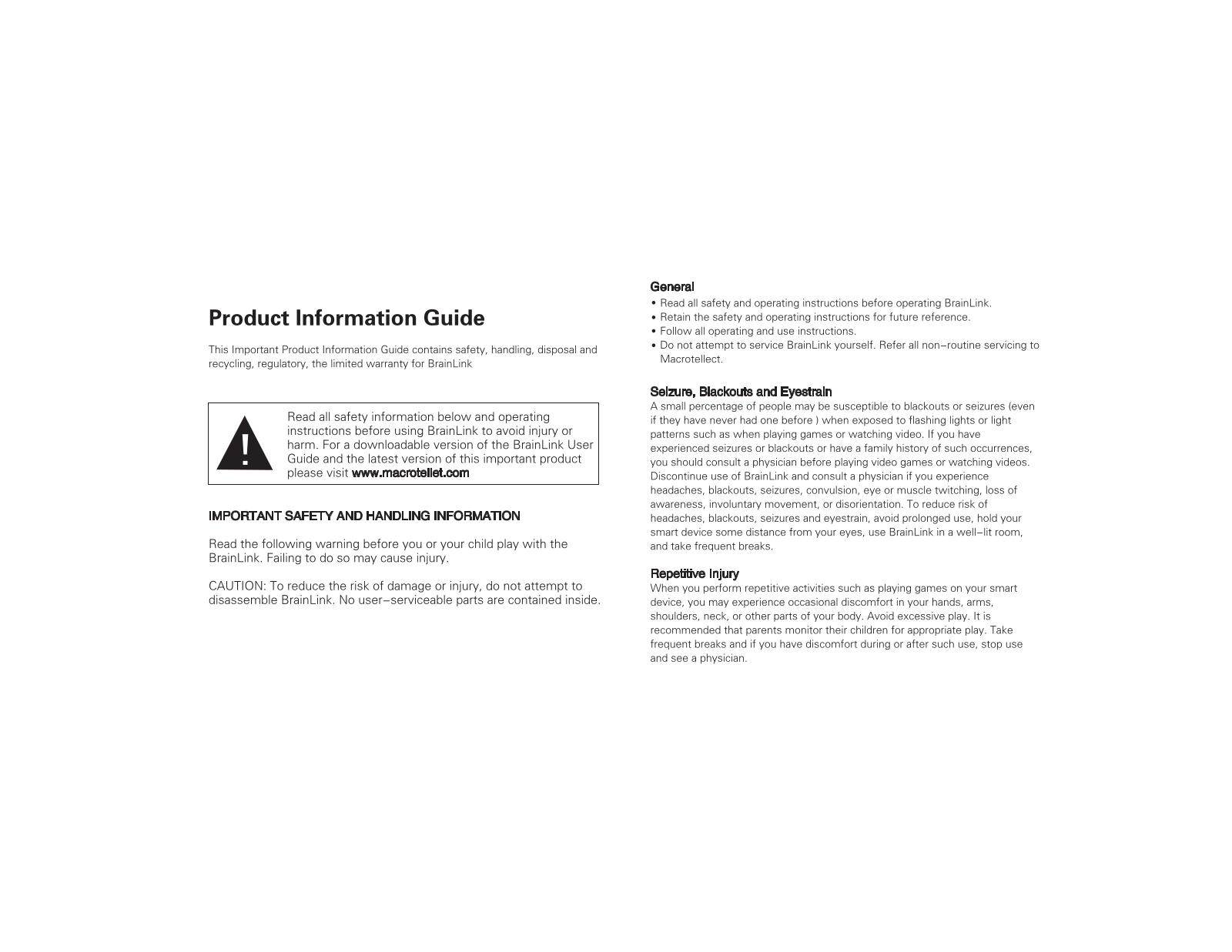 Macrotellect BL001 Users Manual