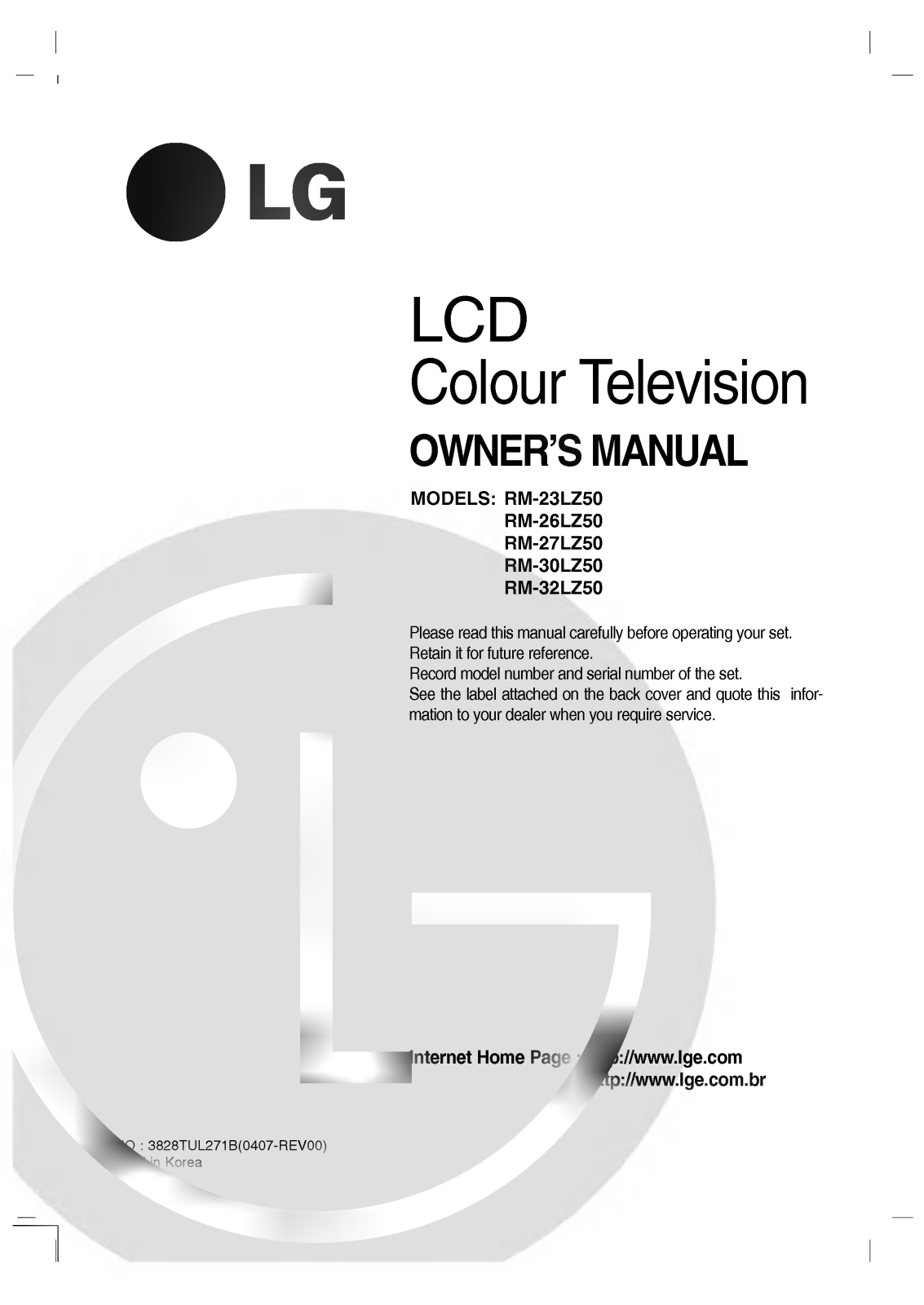 LG RM-30LZ50 User Manual