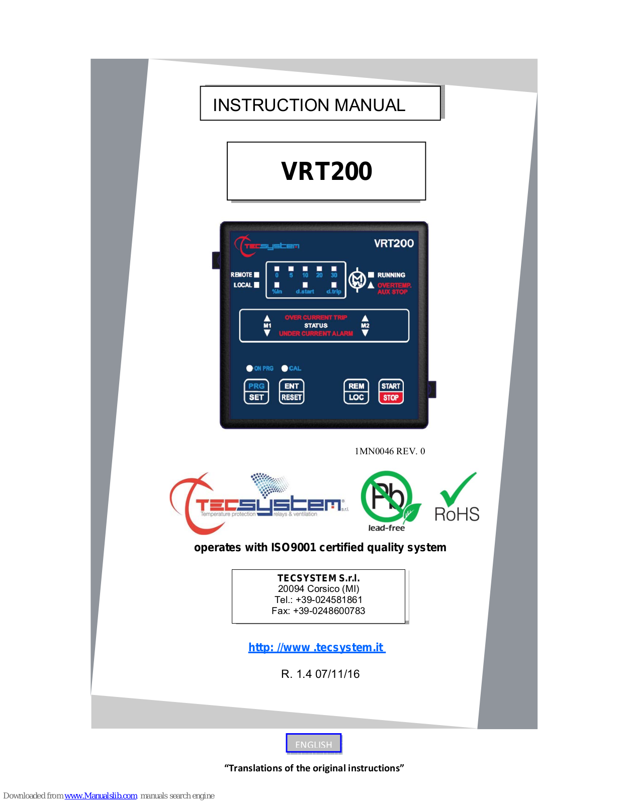 TECSYSTEM VRT200 Instruction Manual