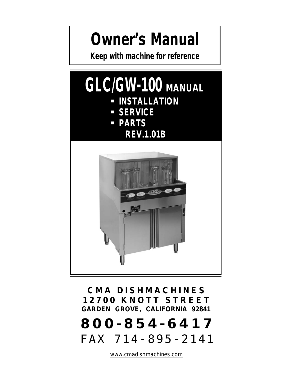 CMA Dishmachines GLC Service Manual