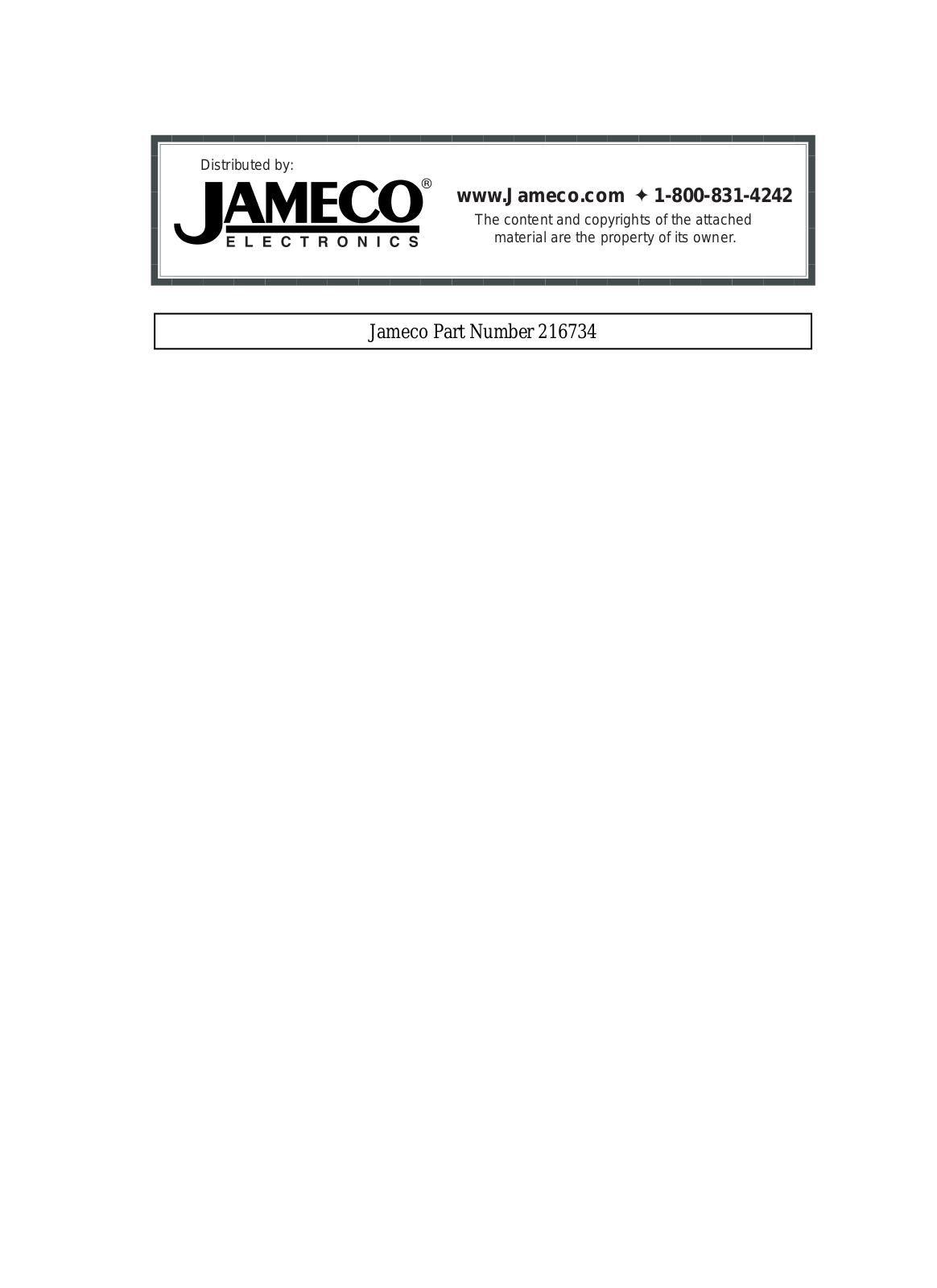 Jameco 216734 User Manual