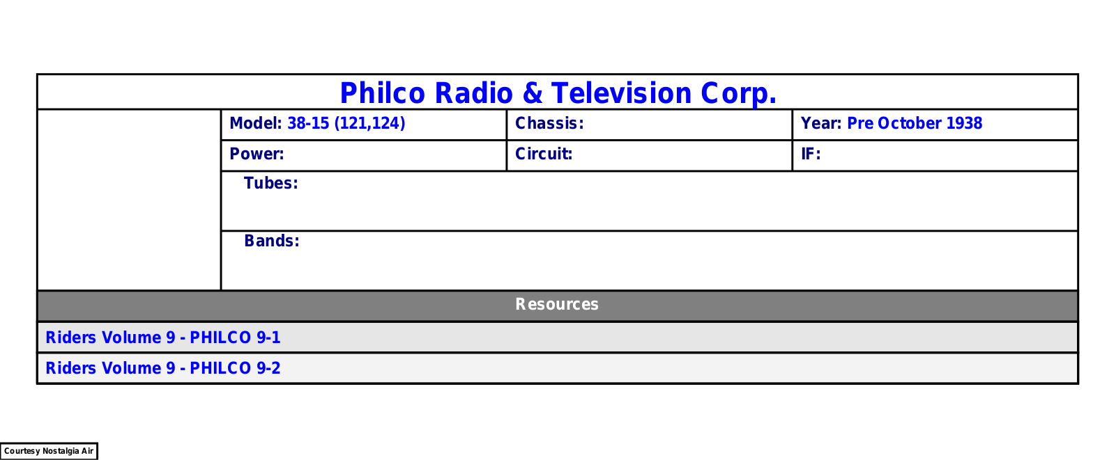 Philco 38-15 Schematic