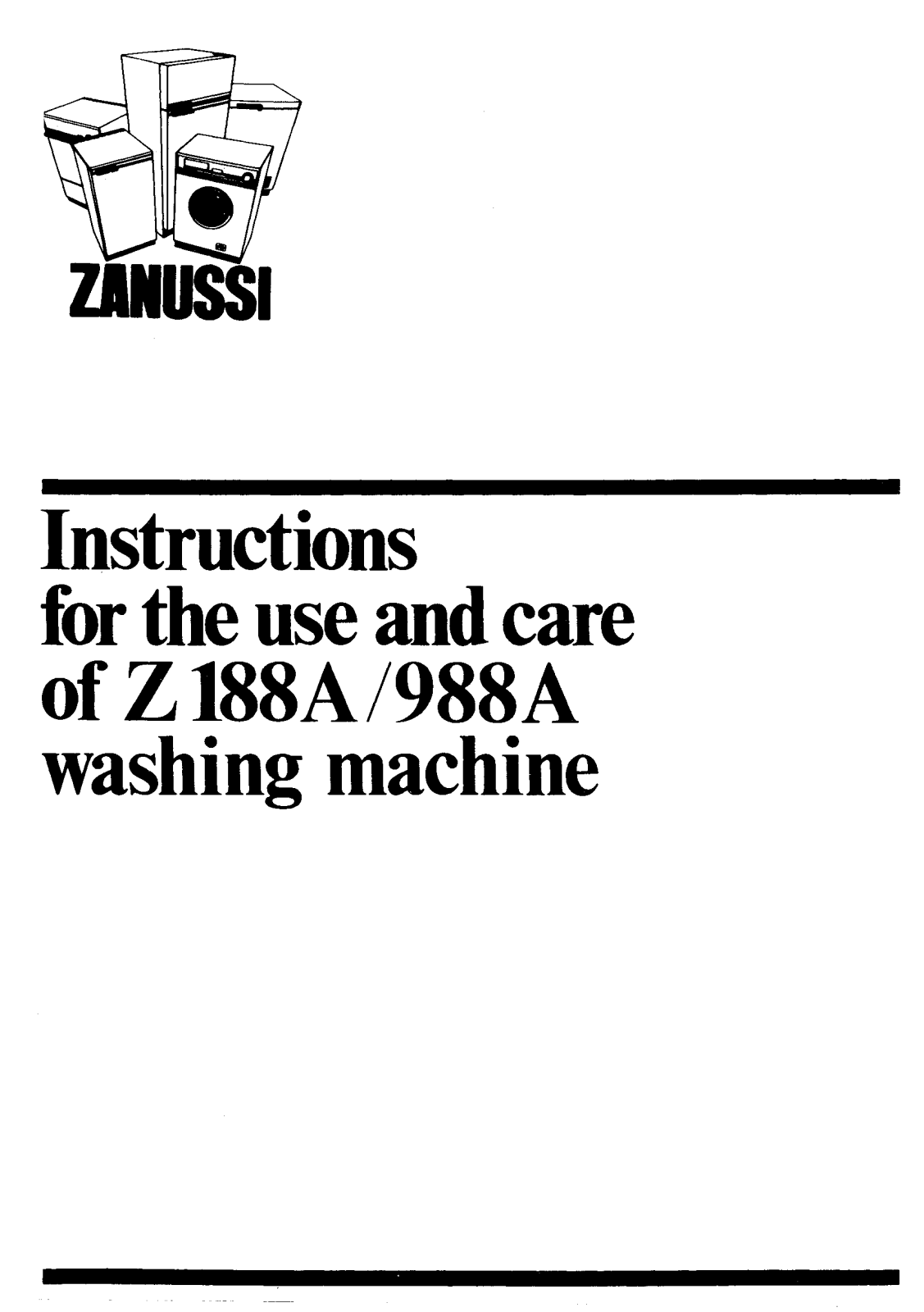 Zanussi Z988A, Z188A User Manual