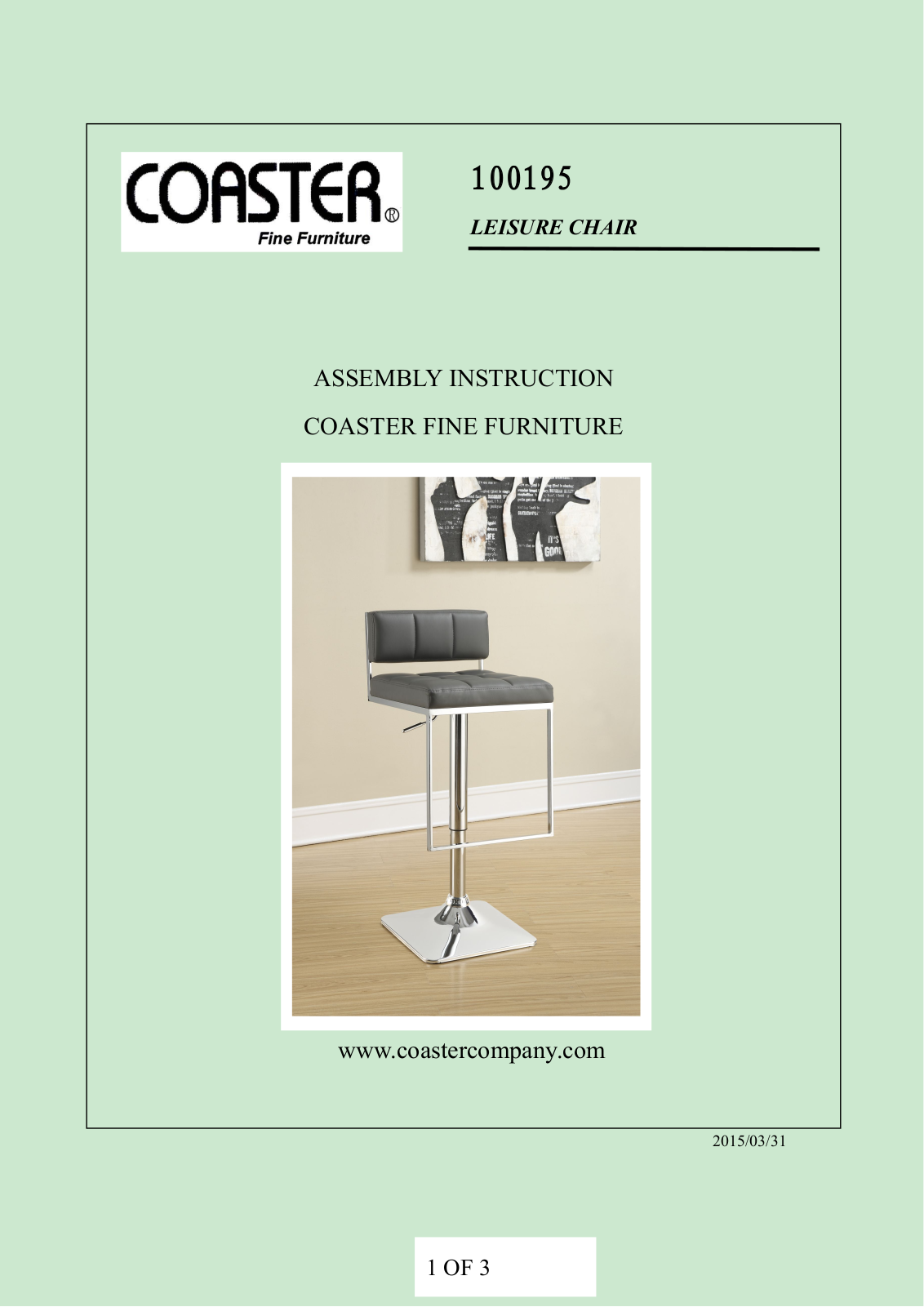 Coaster 100195 Assembly Guide - ManualMachine.com