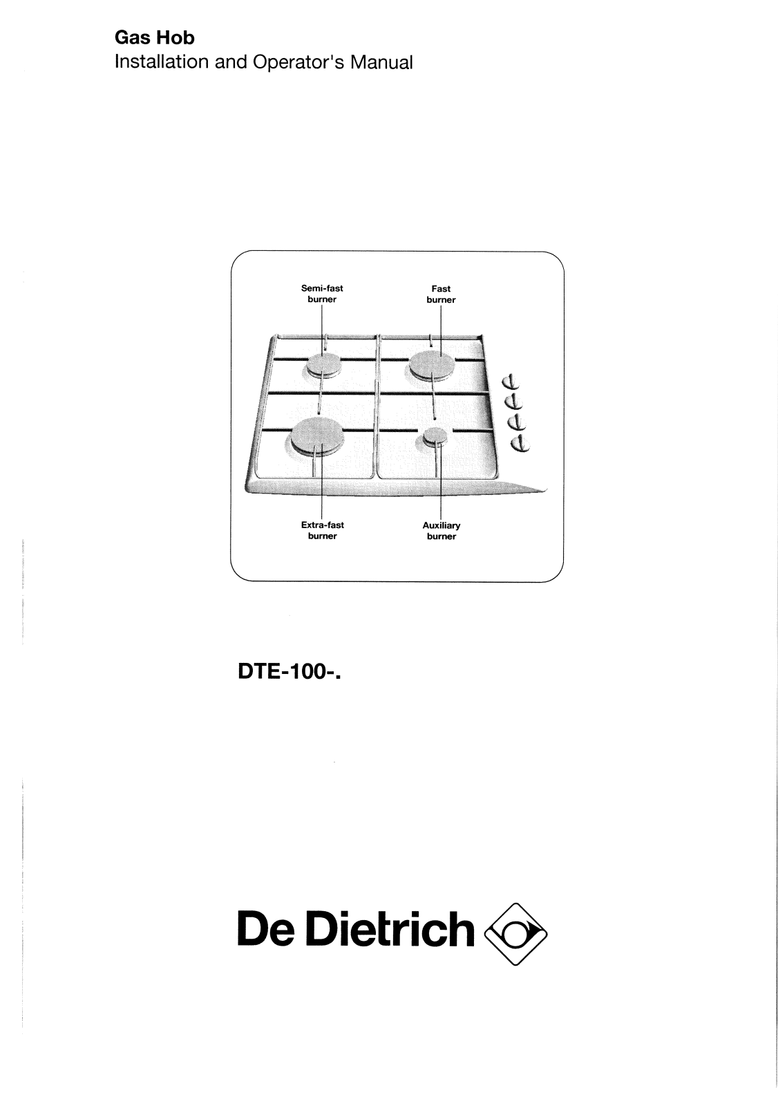 De dietrich DTE100XU1, DTE100WU1, DTE100BU1 User Manual