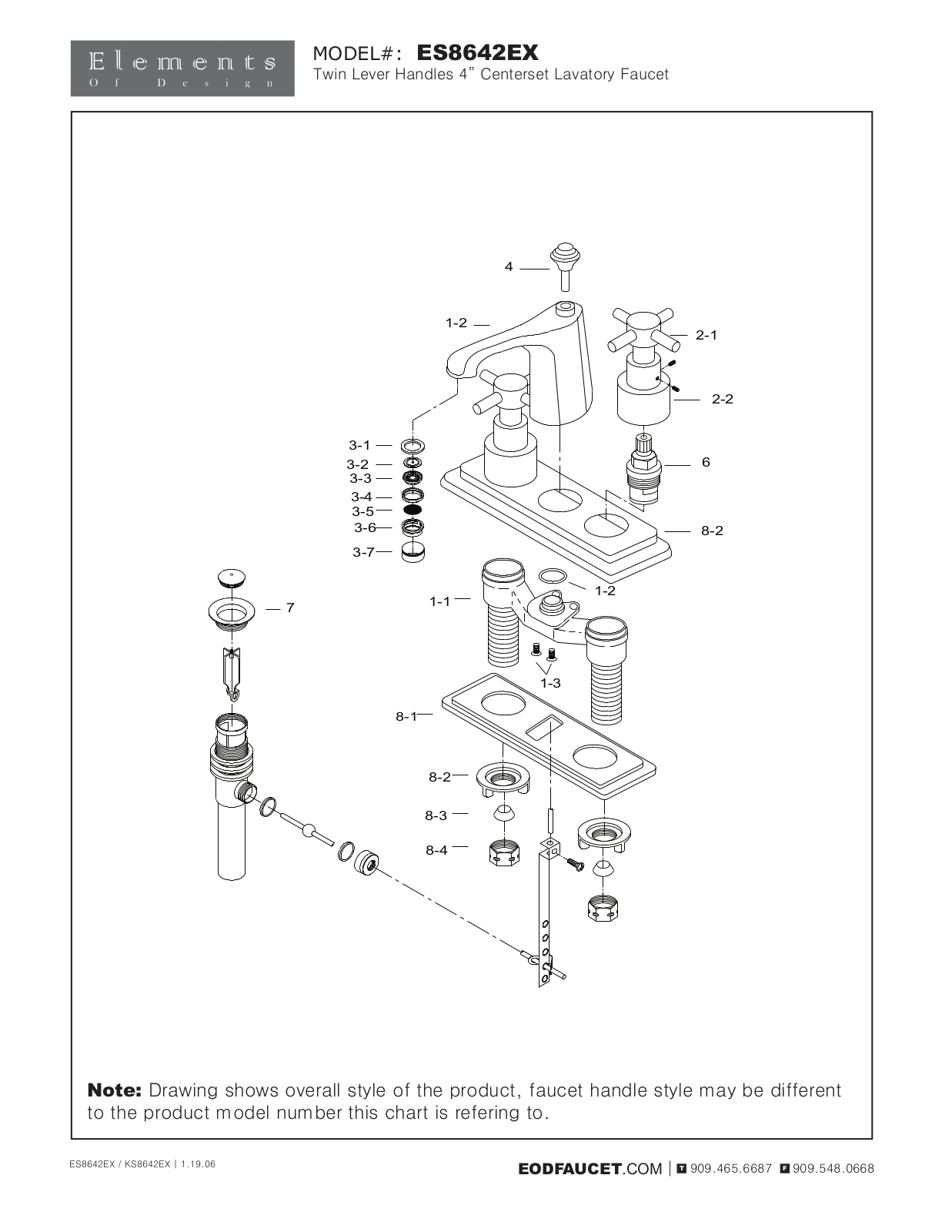 Elements of Design EDE1497 Service Parts - ManualMachine.com