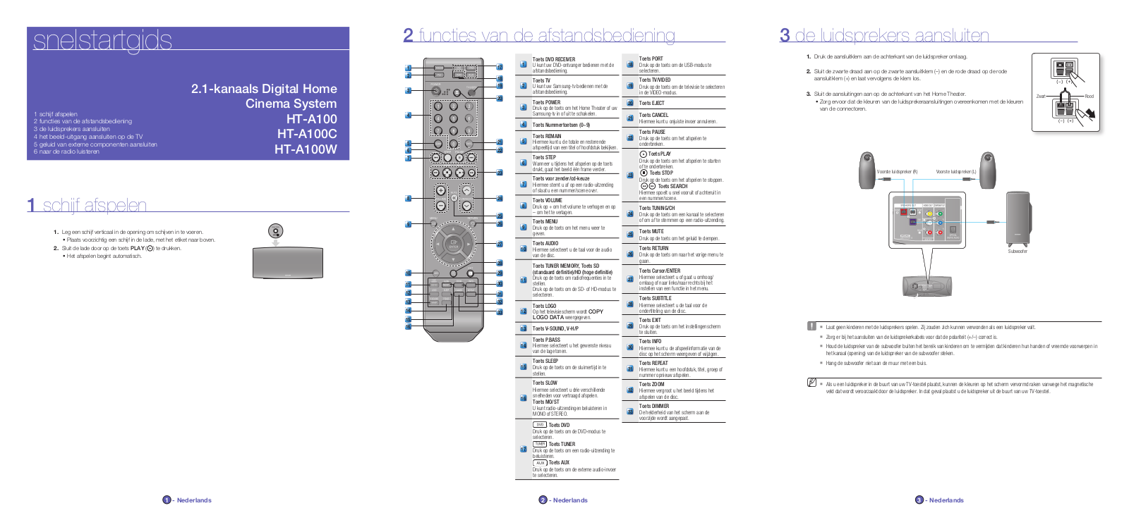 Samsung HT-A100WT, HT-A100T, HT-A100, HT-A100CT User Manual