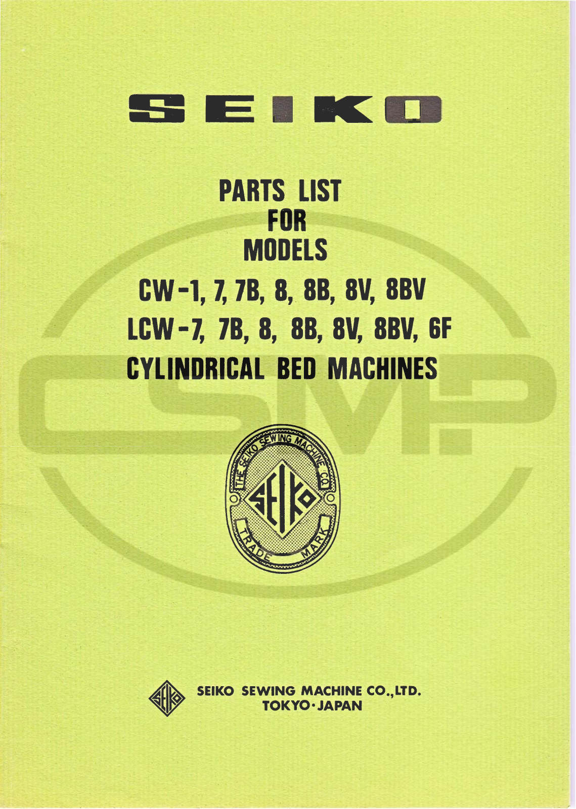 Seiko CW-1, CW-7, CW-7B, CW-8, CW-8B Parts Book