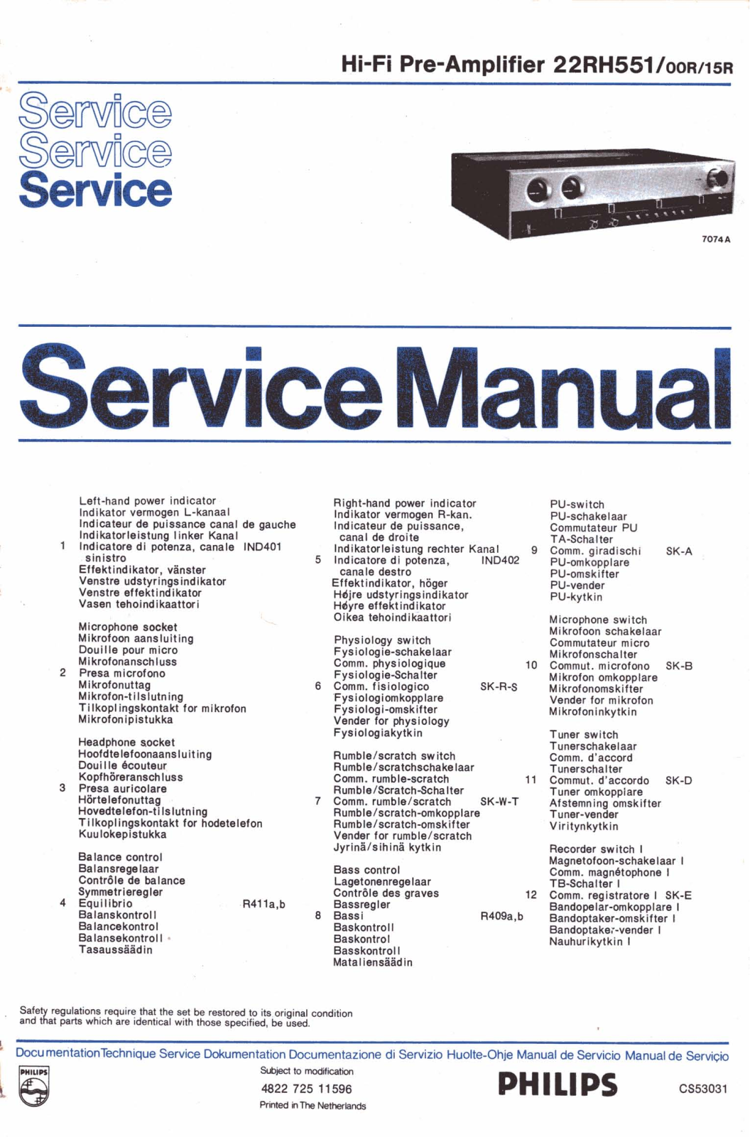 Philips 22-RH-551 Service Manual