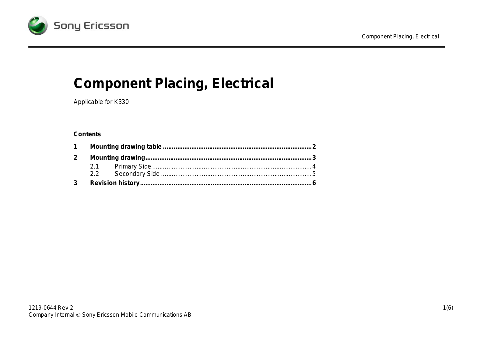 Sony Ericsson K330 Component Placing