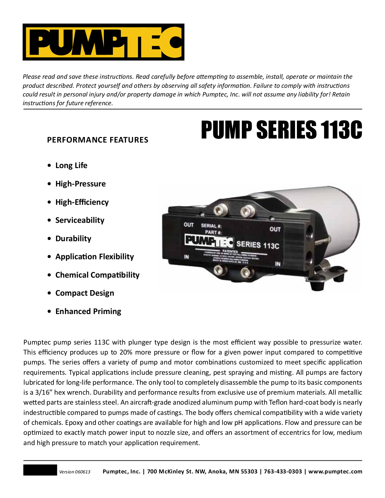 Pumptec 113C User Manual - ManualMachine.com