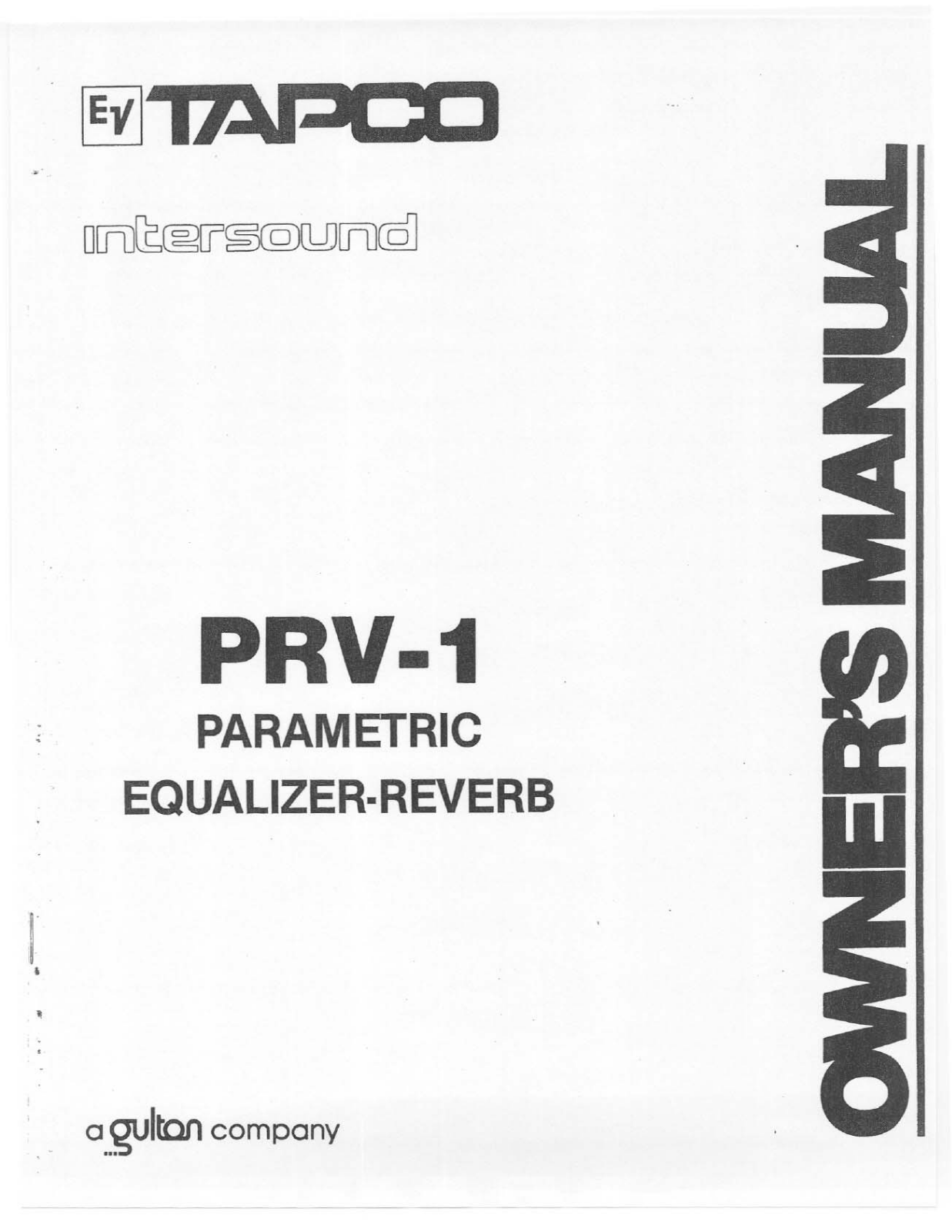 Tapco PRV-1 User Manual