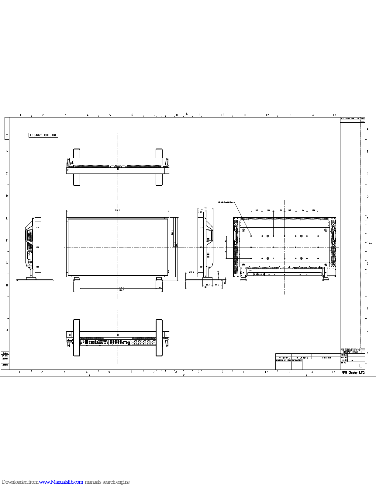 NEC MultiSync LCD4020-BK-AV, LCD4020-BK-IT Dimensions - ManualMachine.com