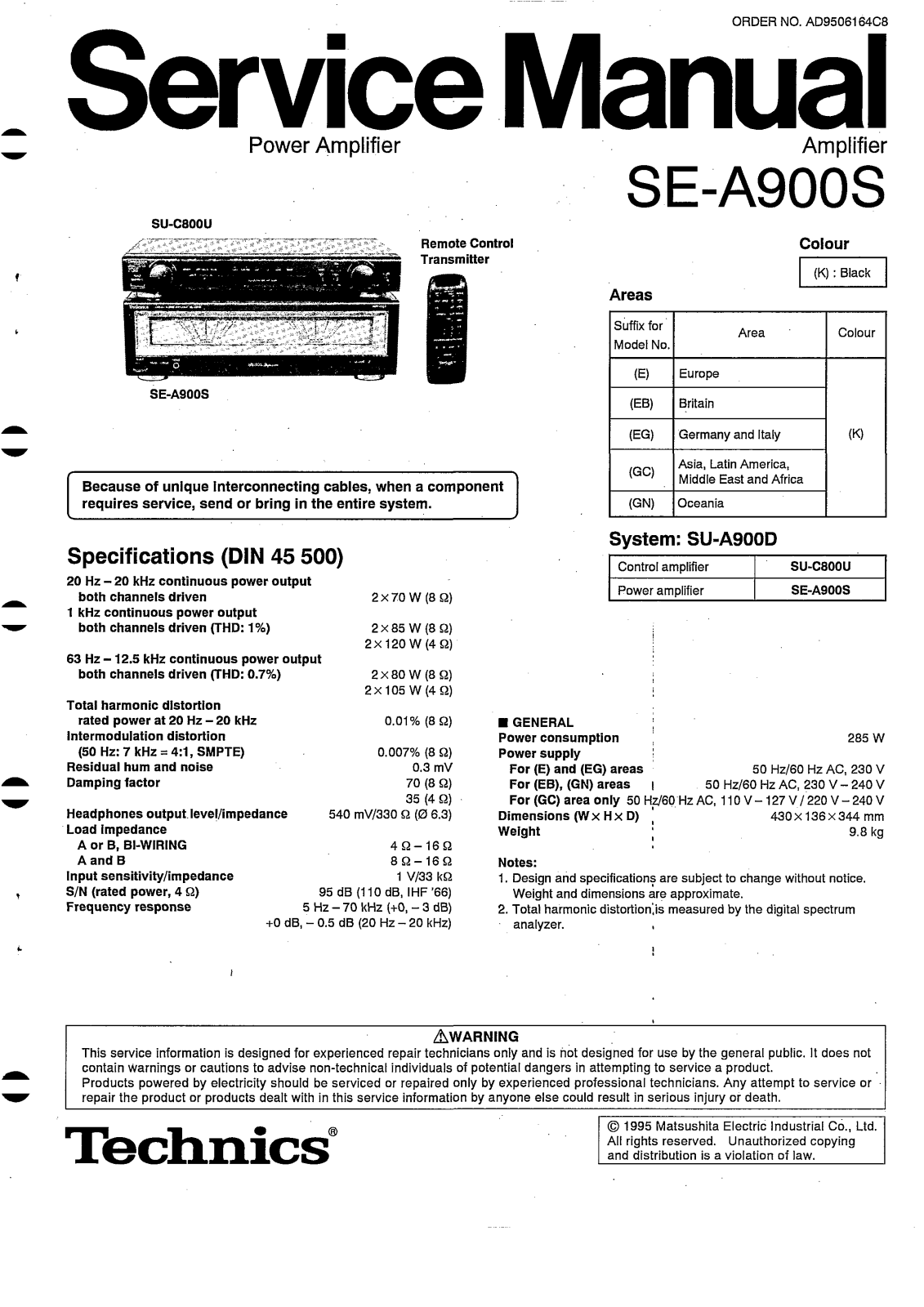 Technics SEA-900, SEA-900-S Service manual