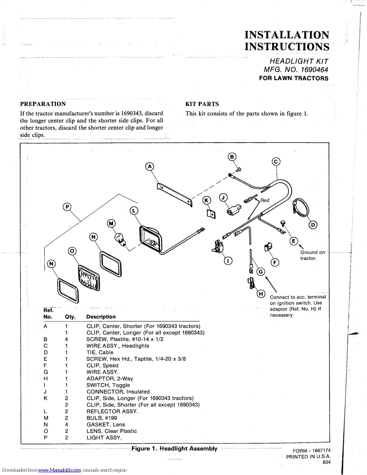 Snapper 1690464 Installation Instructions Manual