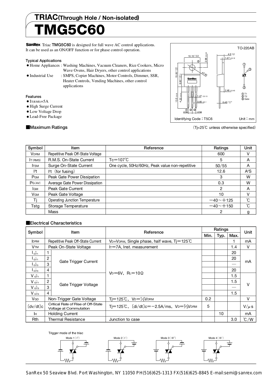 Sanrex-Sansha Electric Manufacturing TMG5C60 Data Sheet