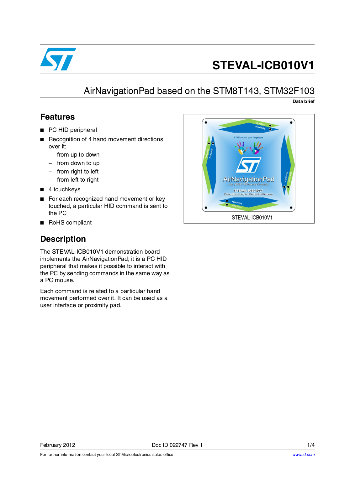 ST ICB010V1 User Manual