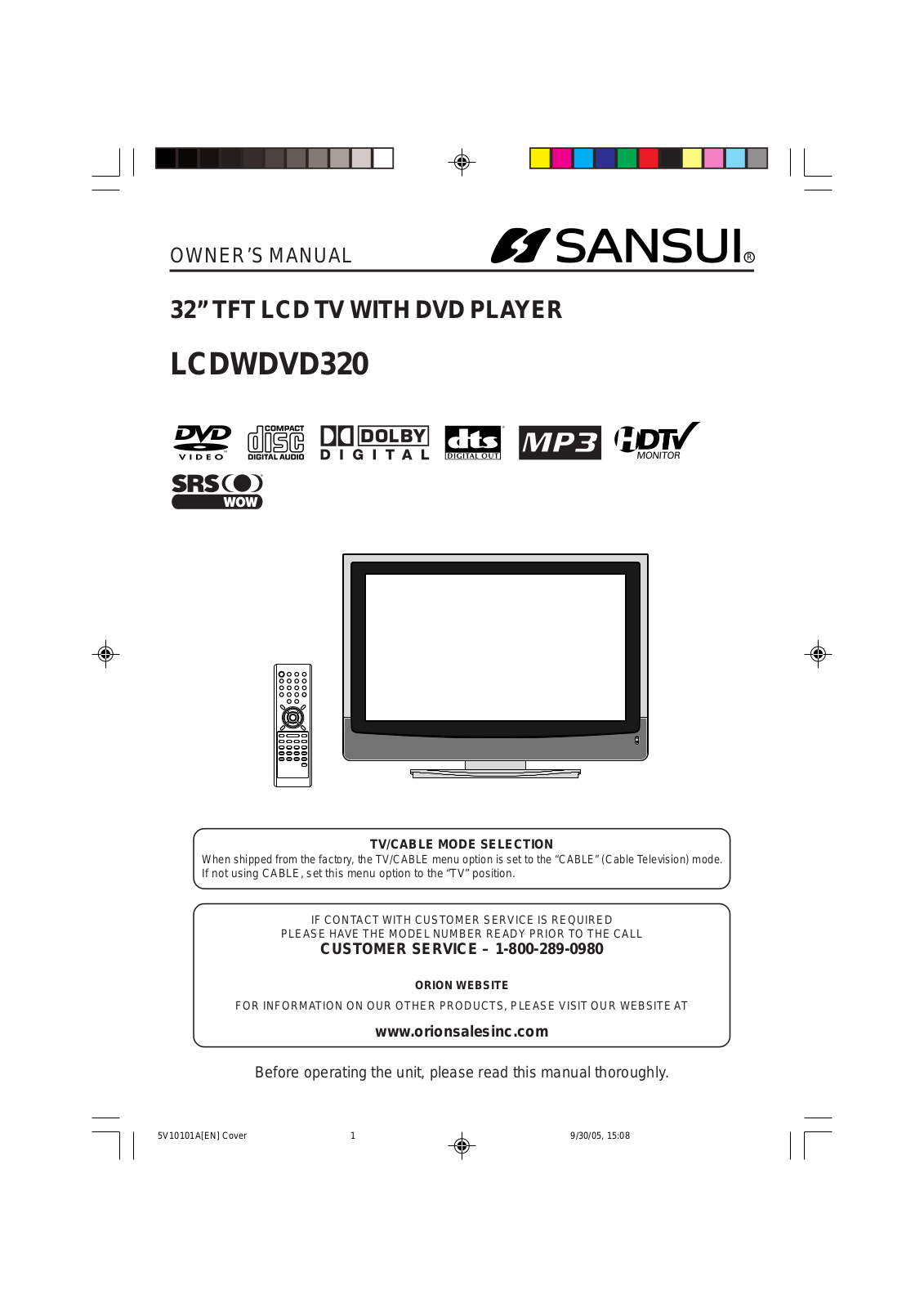 Sansui LCDWDVD320 Owner Manual