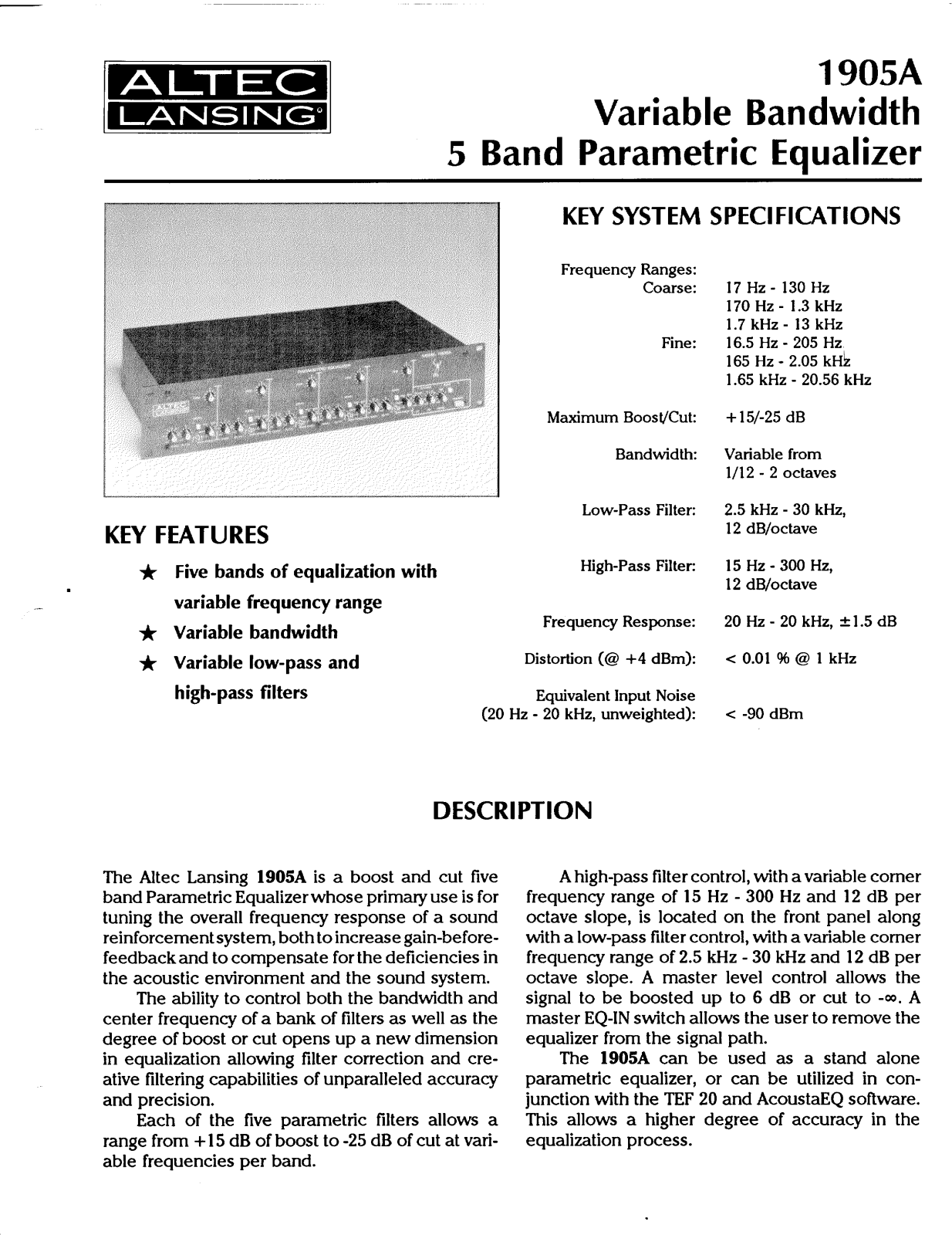 ALTEC 1905A Service Manual