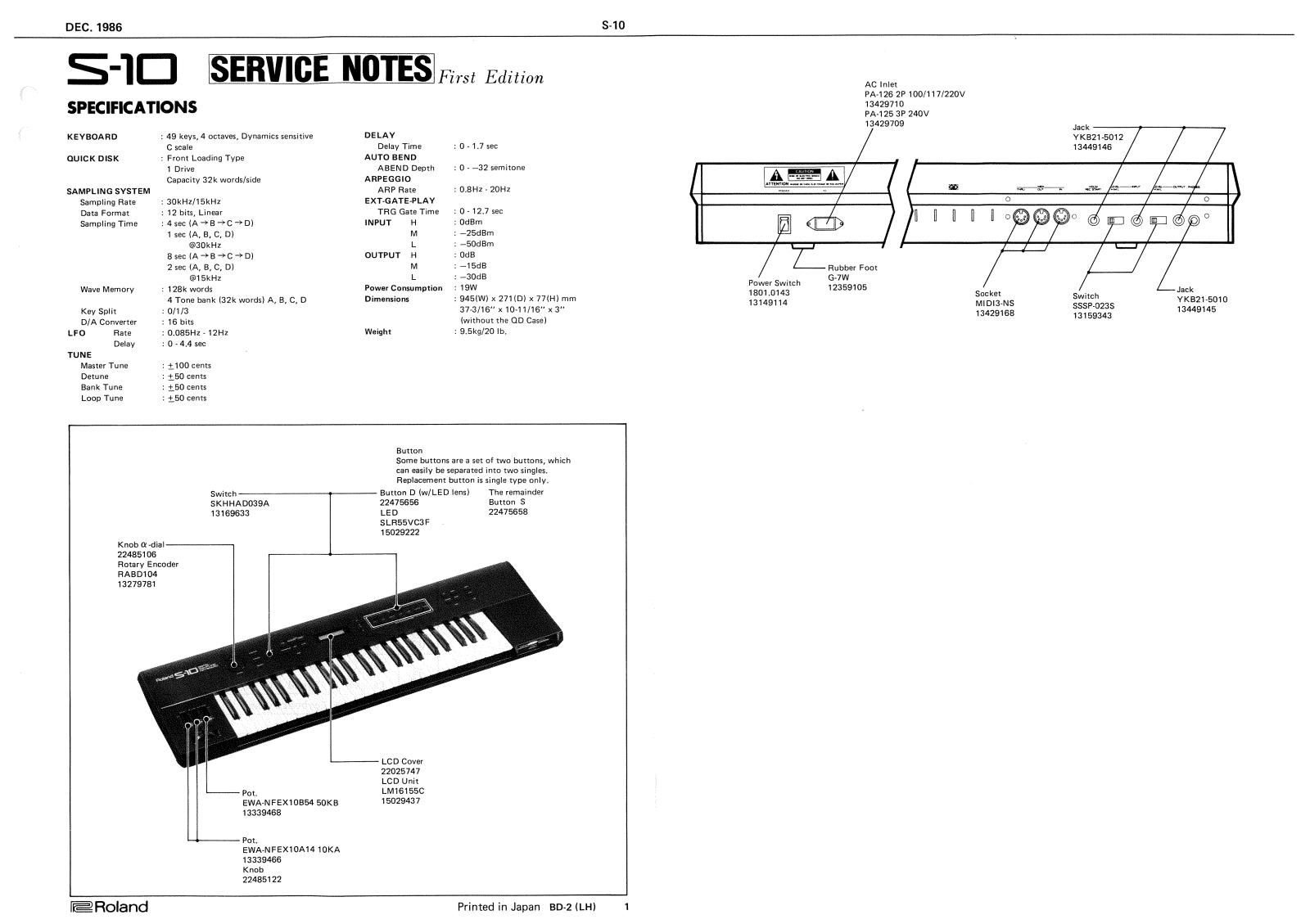 Roland S-10 Service Manual