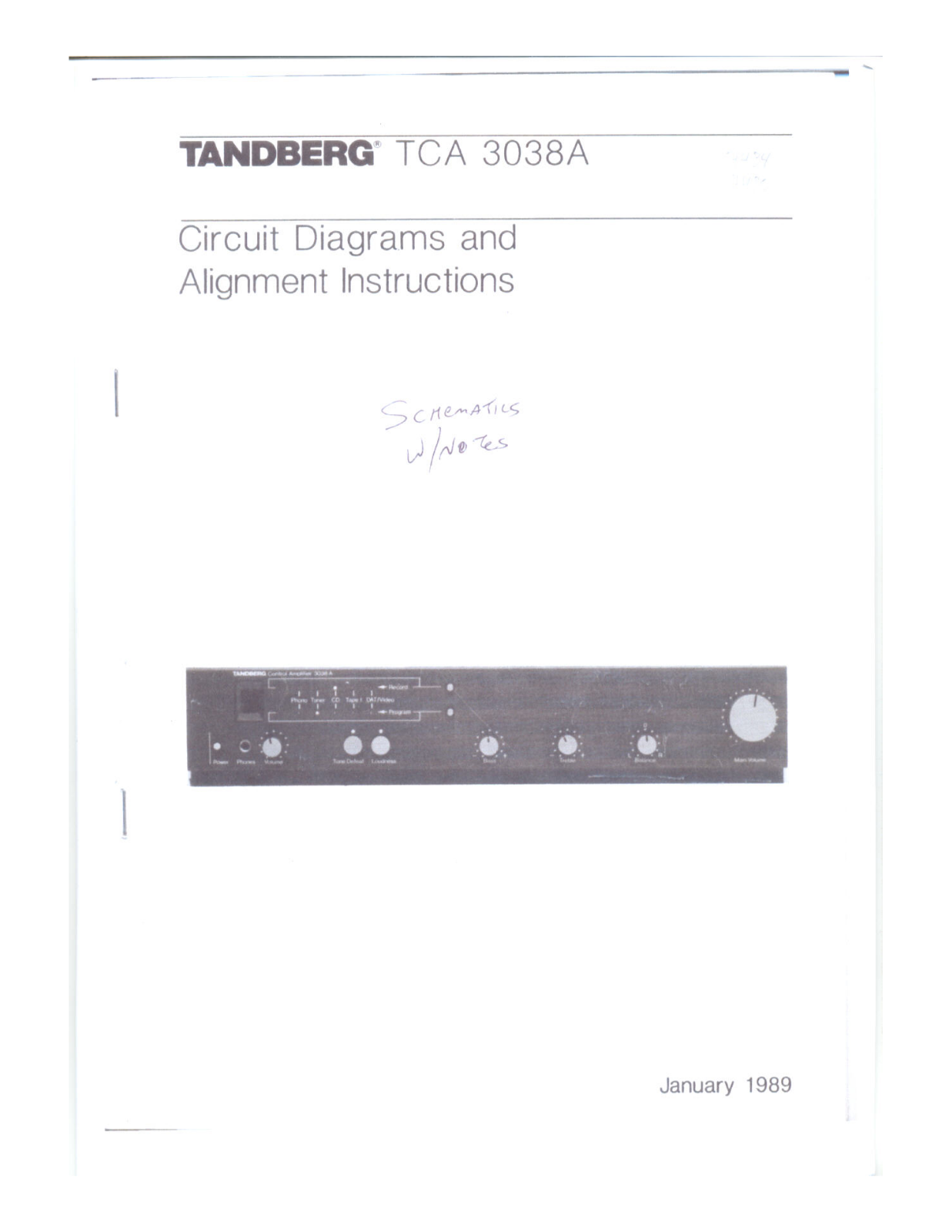 Tandberg TCA-3038-A Service manual