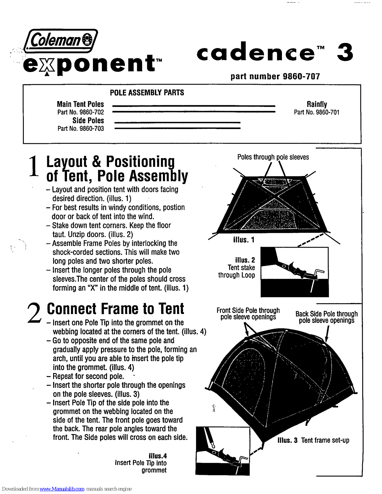 Coleman cadence 9860-707, Exponent cadence 3, Exponent 9860-707 User Manual