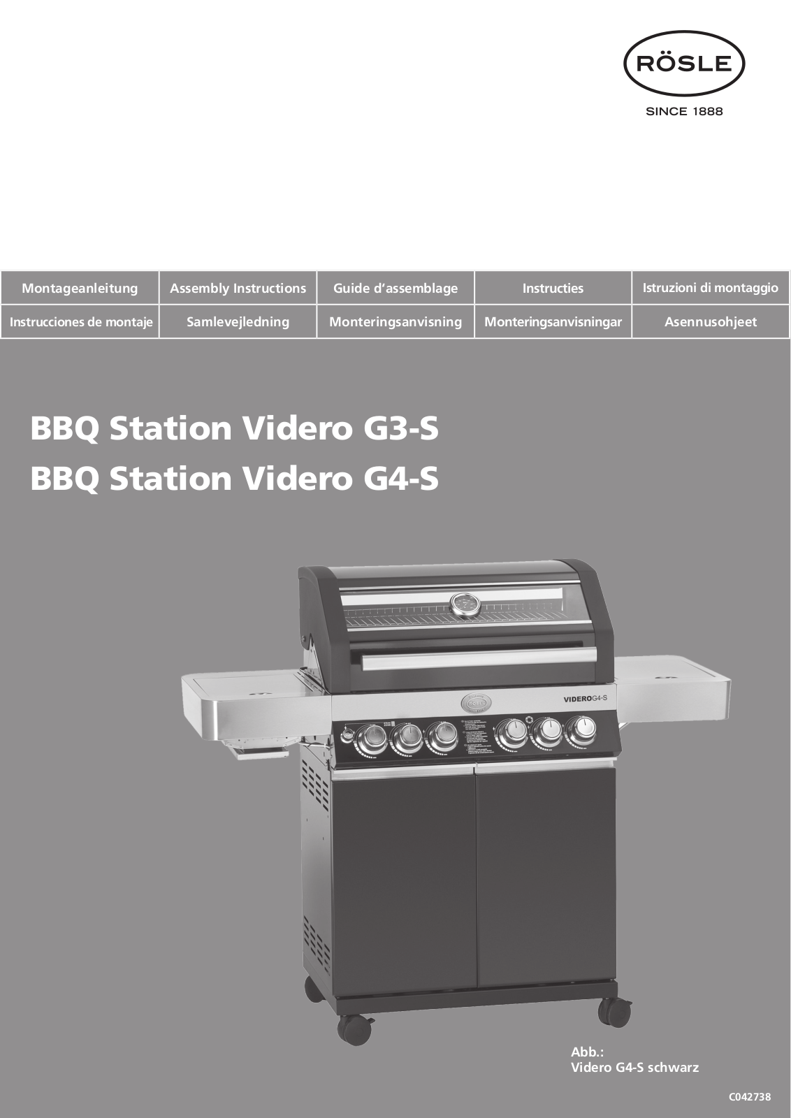 ROSLE BBQ-Station Videro G4-S, BBQ-Station Videro G3-S Assembly instructions