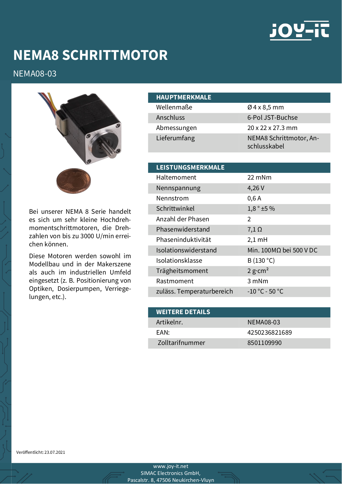 JOY-IT NEMA08-03 Datasheet - ManualMachine.com