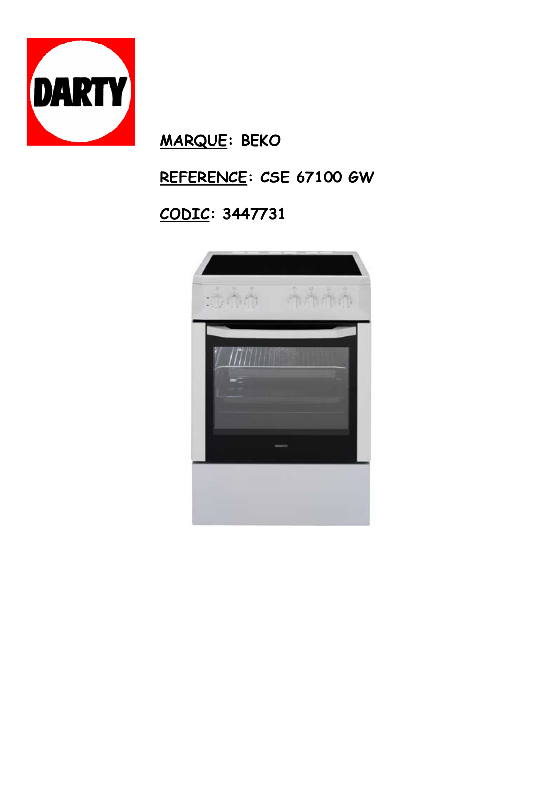 Beko CSE67100GW User manual