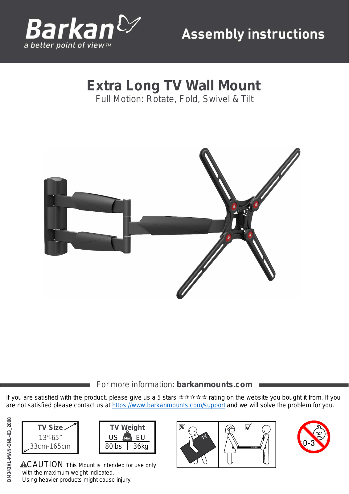 Barkanmounts Extra Long TV Wall Mount User Manual