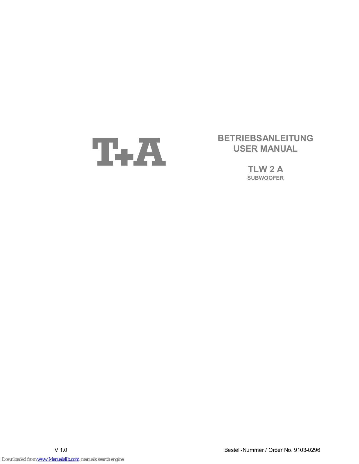 T+A TLW 2 A User Manual - ManualMachine.com