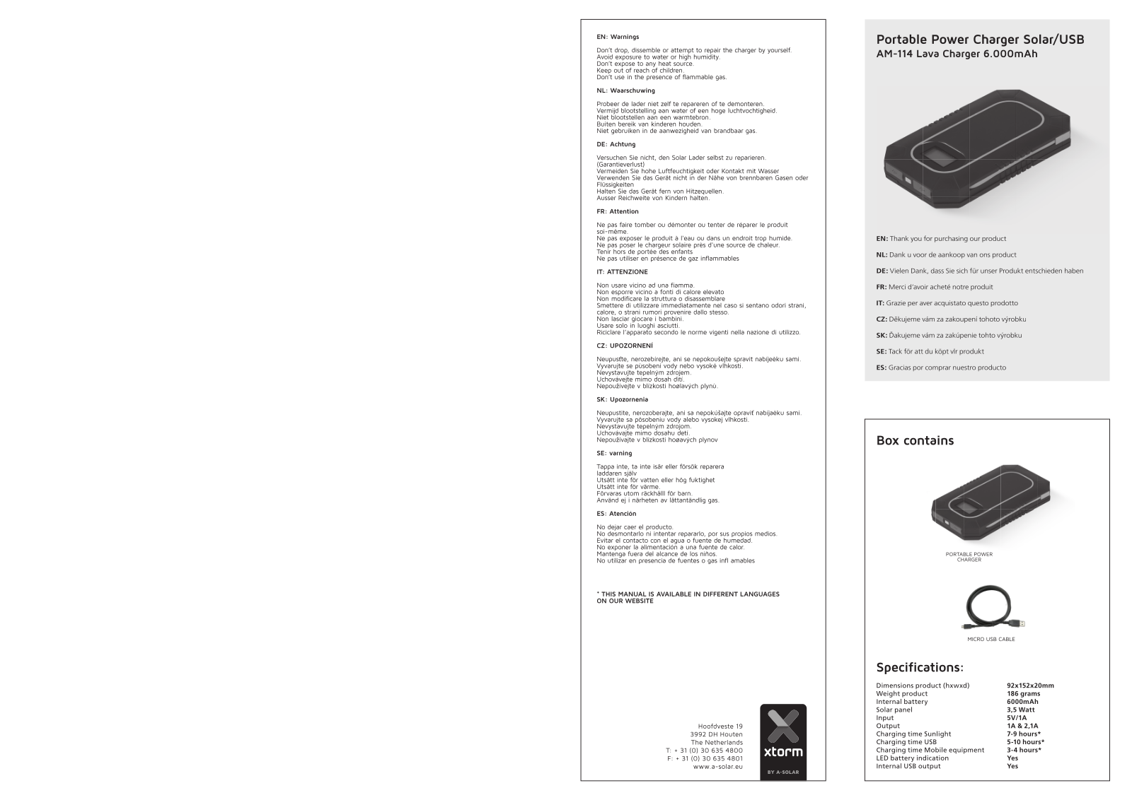 Xtorm by A-Solar AM-114 Data Sheet