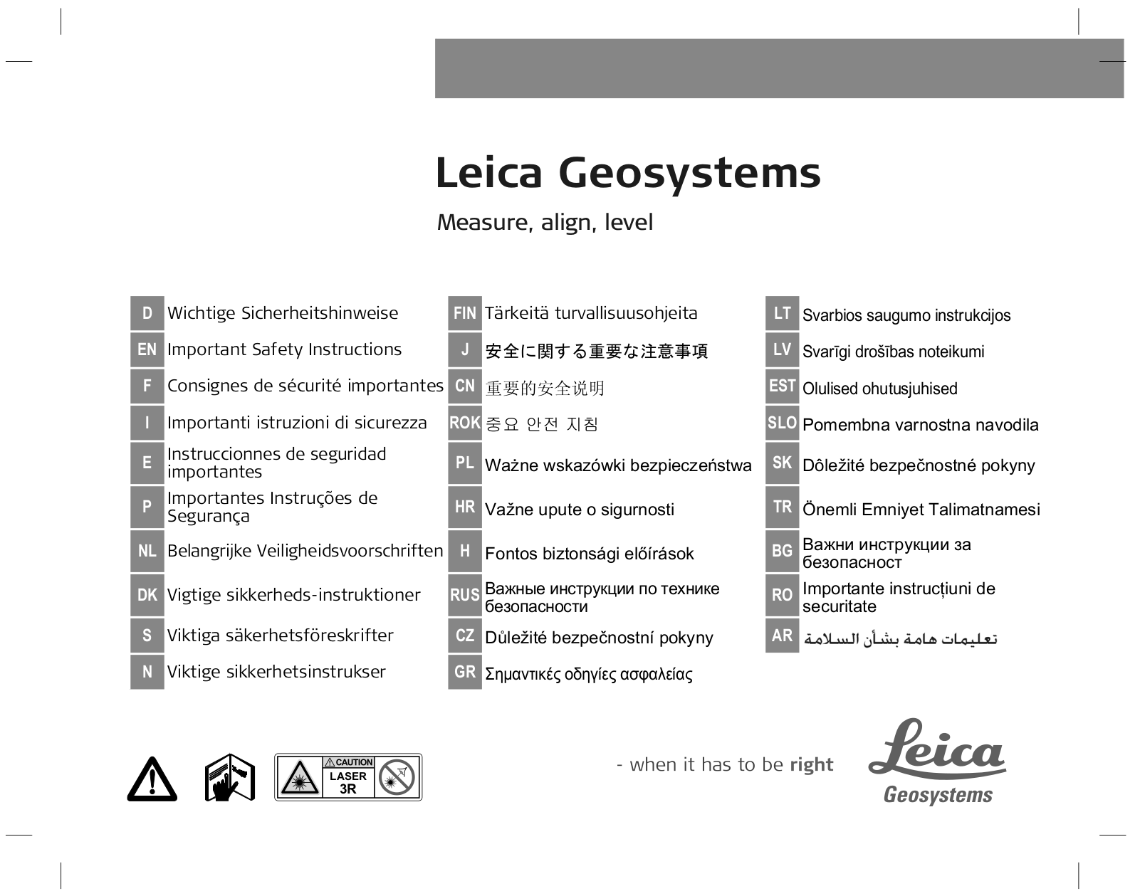 Leica Laser class 3R User Manual