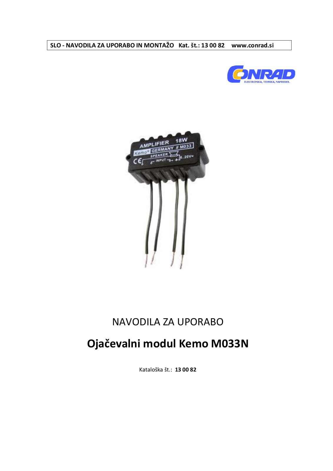 Kemo M033N User guide