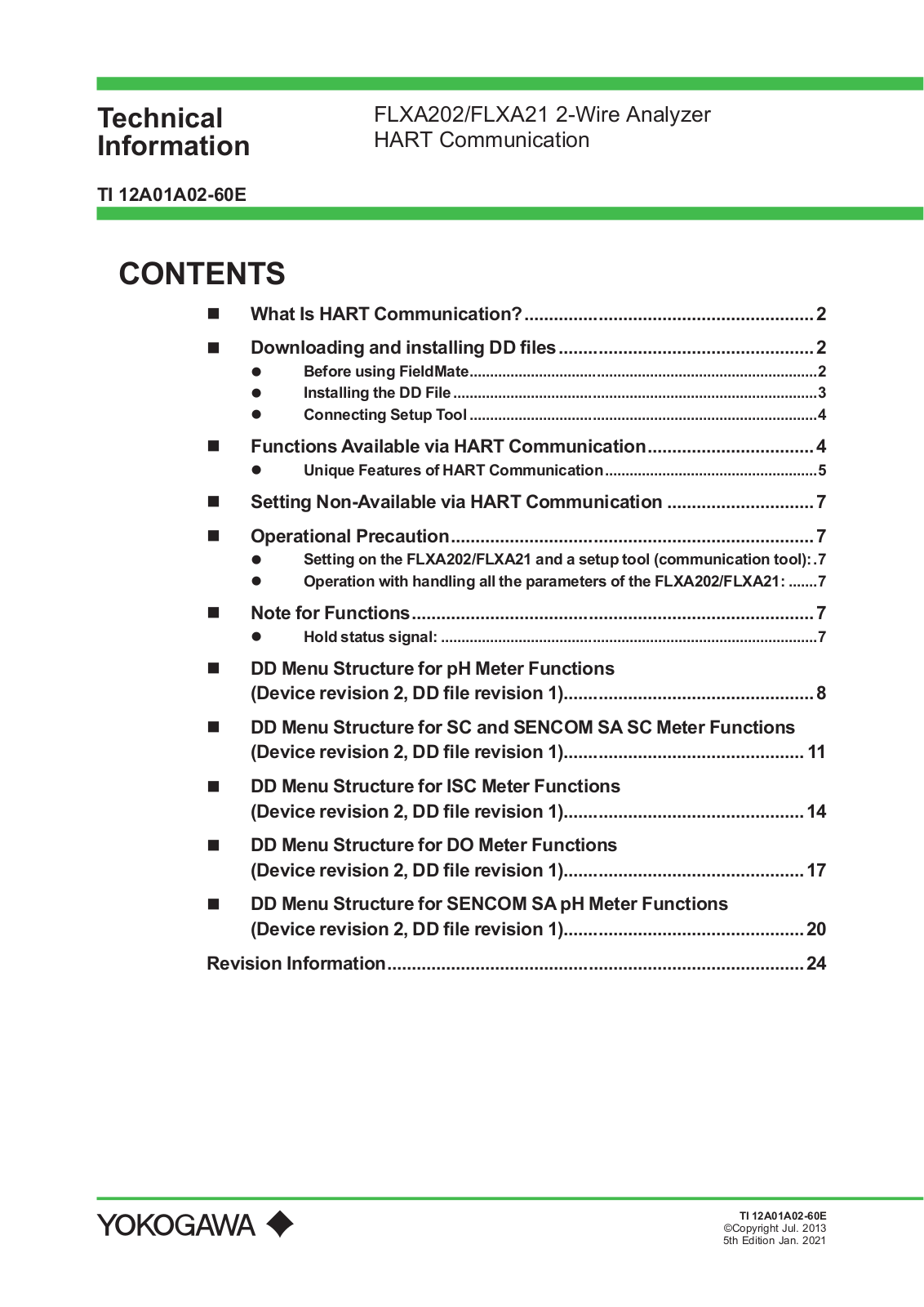 Yokogawa FLXA202, FLXA21 Technical Information