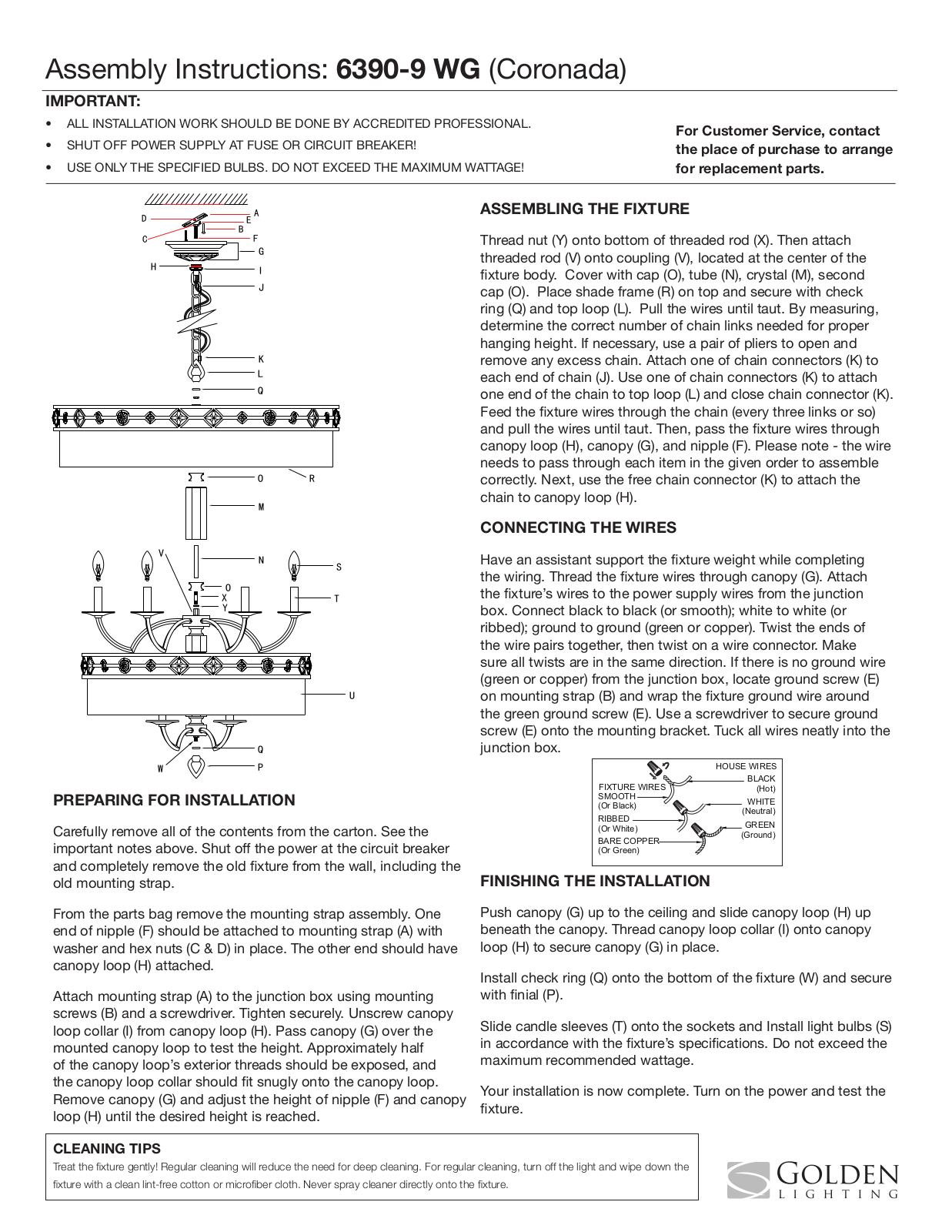 Golden Lighting 6390-9 WG User Manual