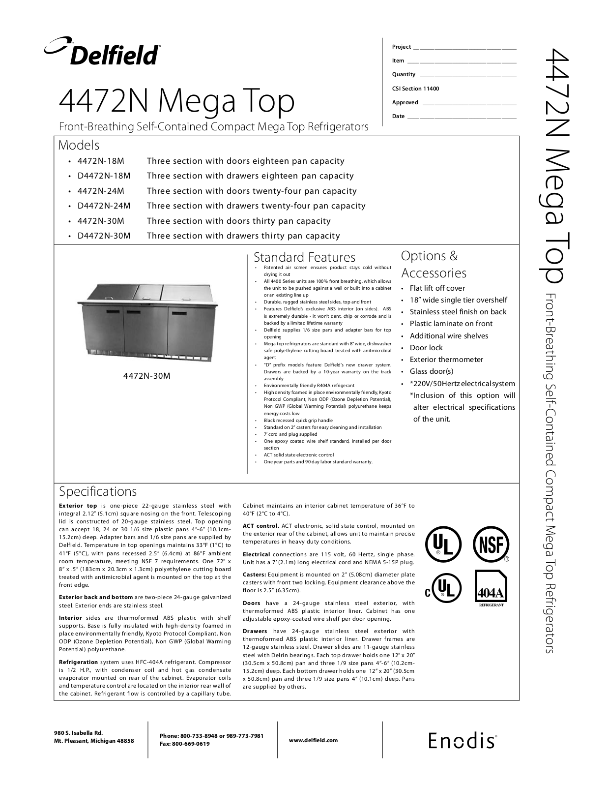 Delfield 4472N-18M, D4472N-30M, 4472N-30M, D4472N-18M, 4472N-24M User Manual